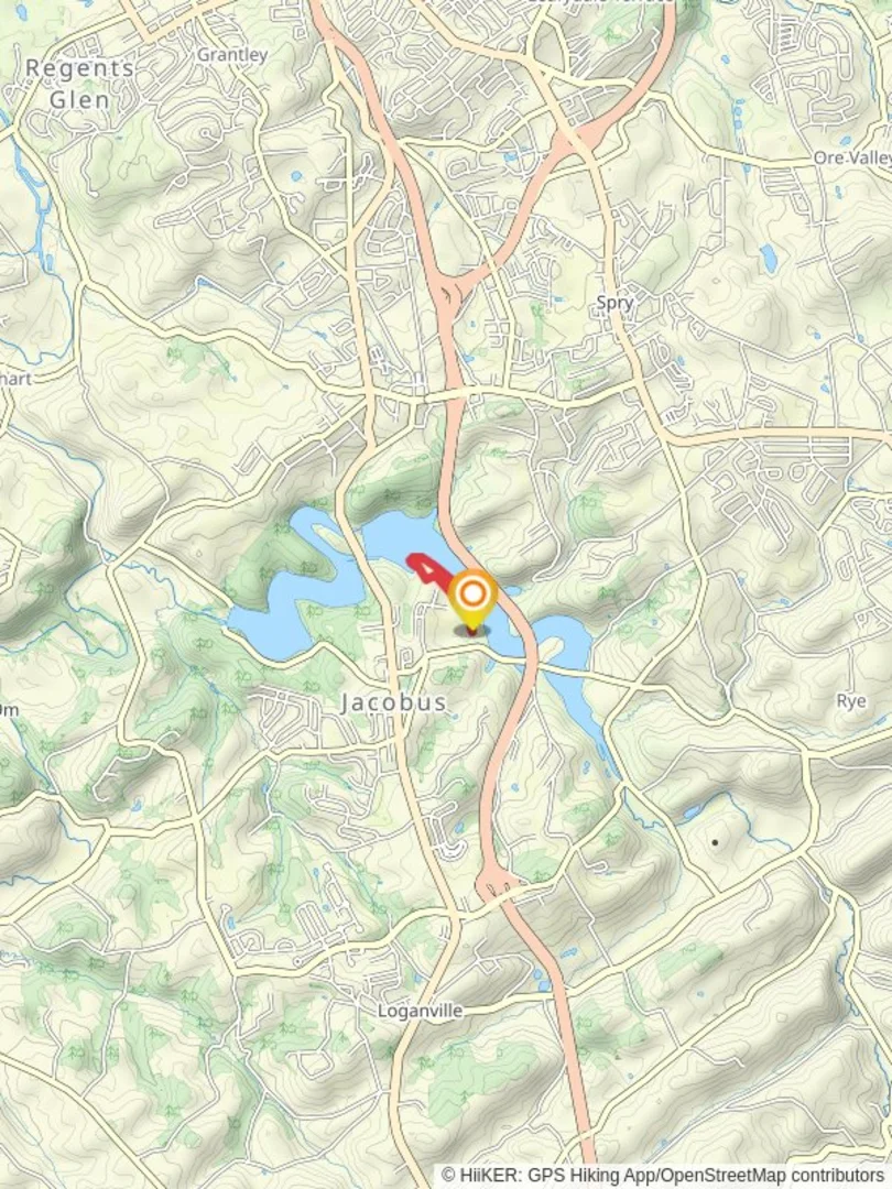 An image depicting the trail East Branch Codorus Creek Loop Trail from Hess Farm Road and its surrounding area.