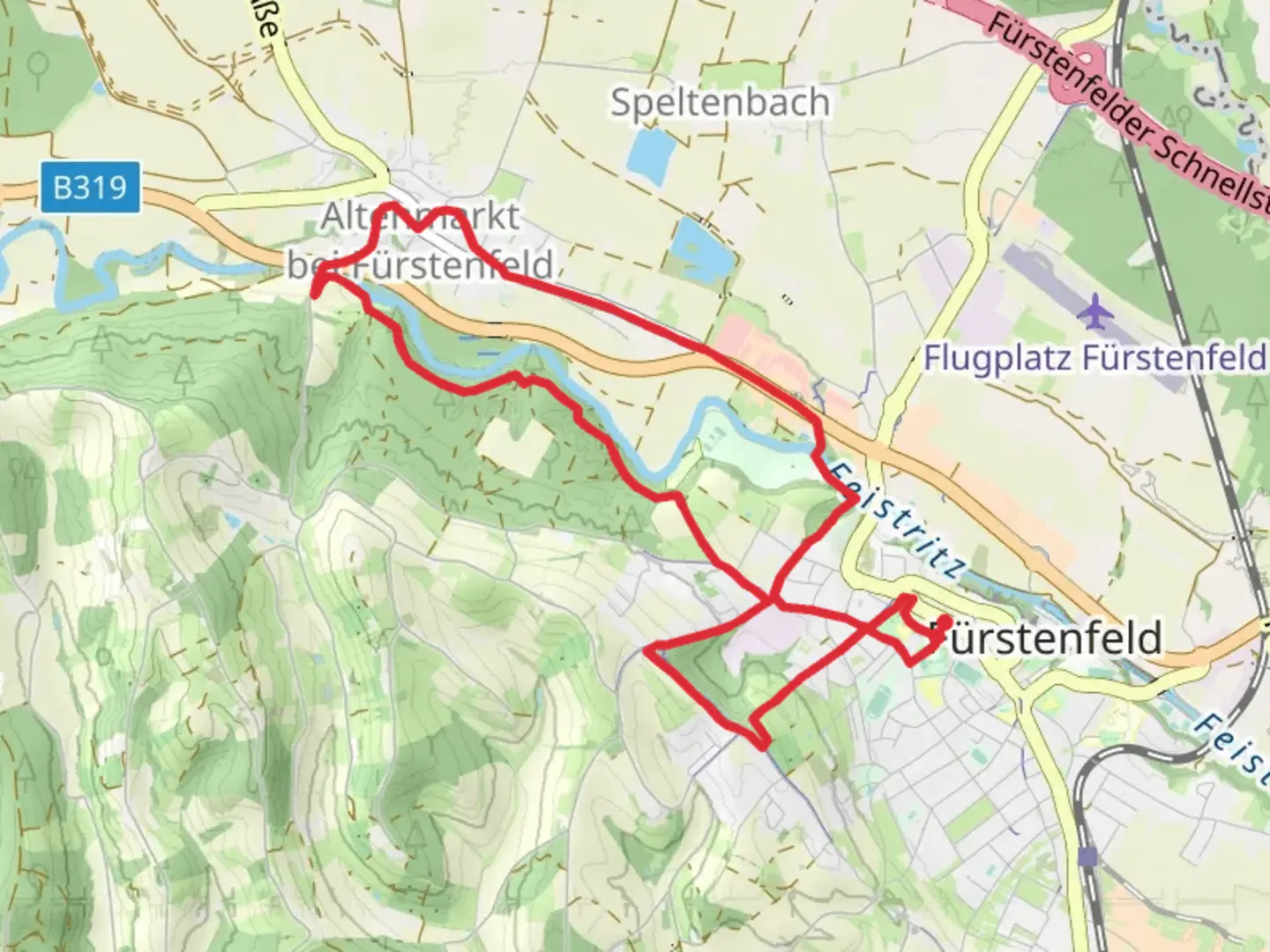 An image depicting the trail Sagenpfad Fürstenfeld and its surrounding area.