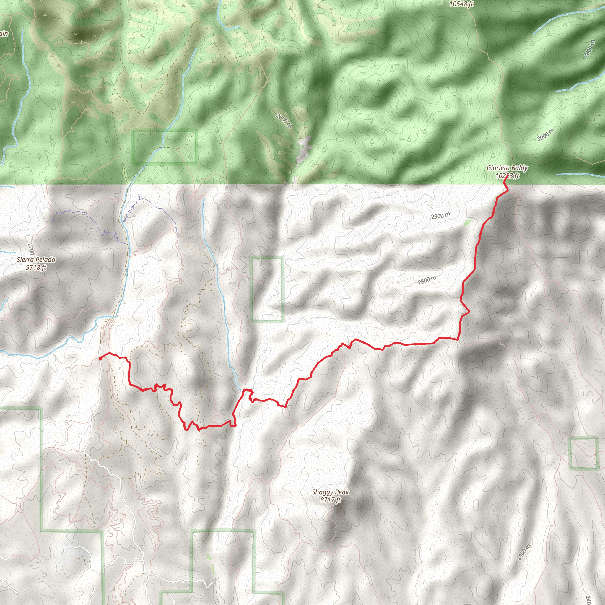 Glorieta Baldy via Baldy Trail mobile static map