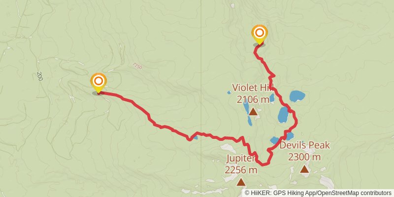 Lake Ivern via Seven Lakes Trail stage 2 Map