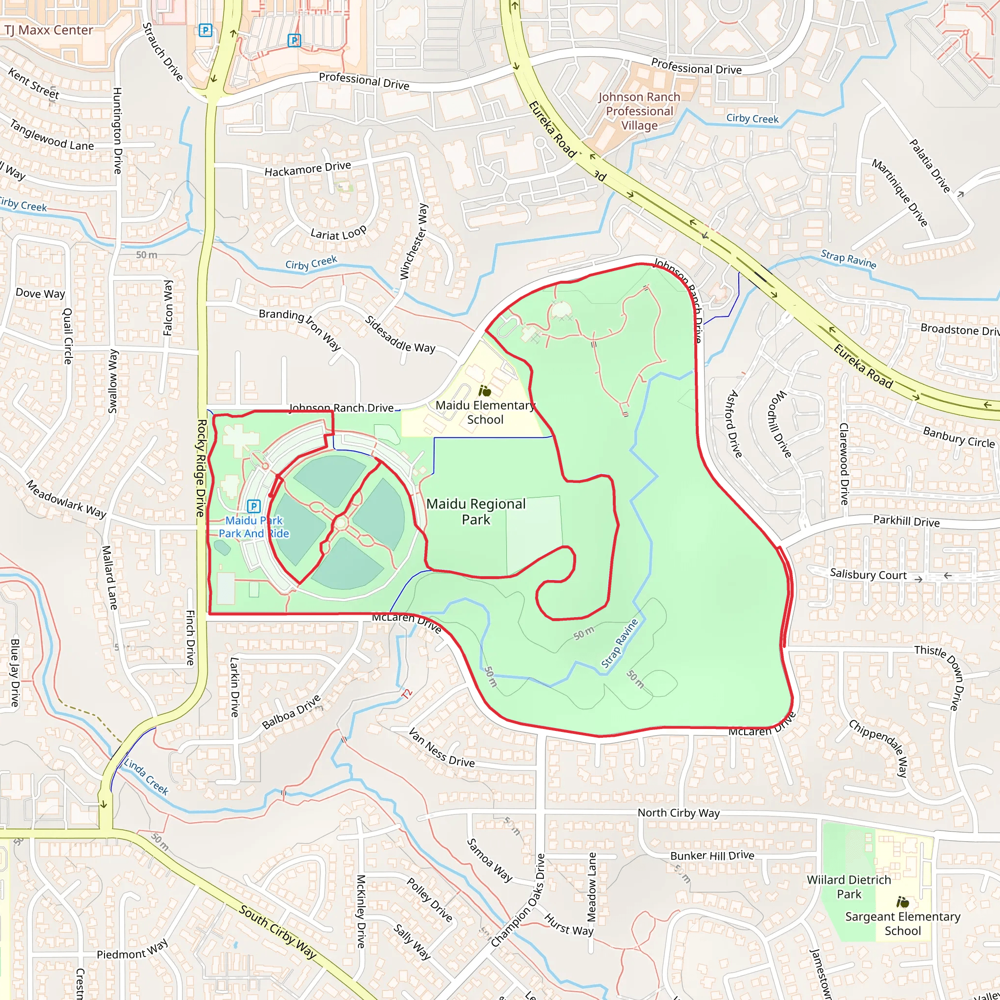 Maidu regional Park Loop mobile static map