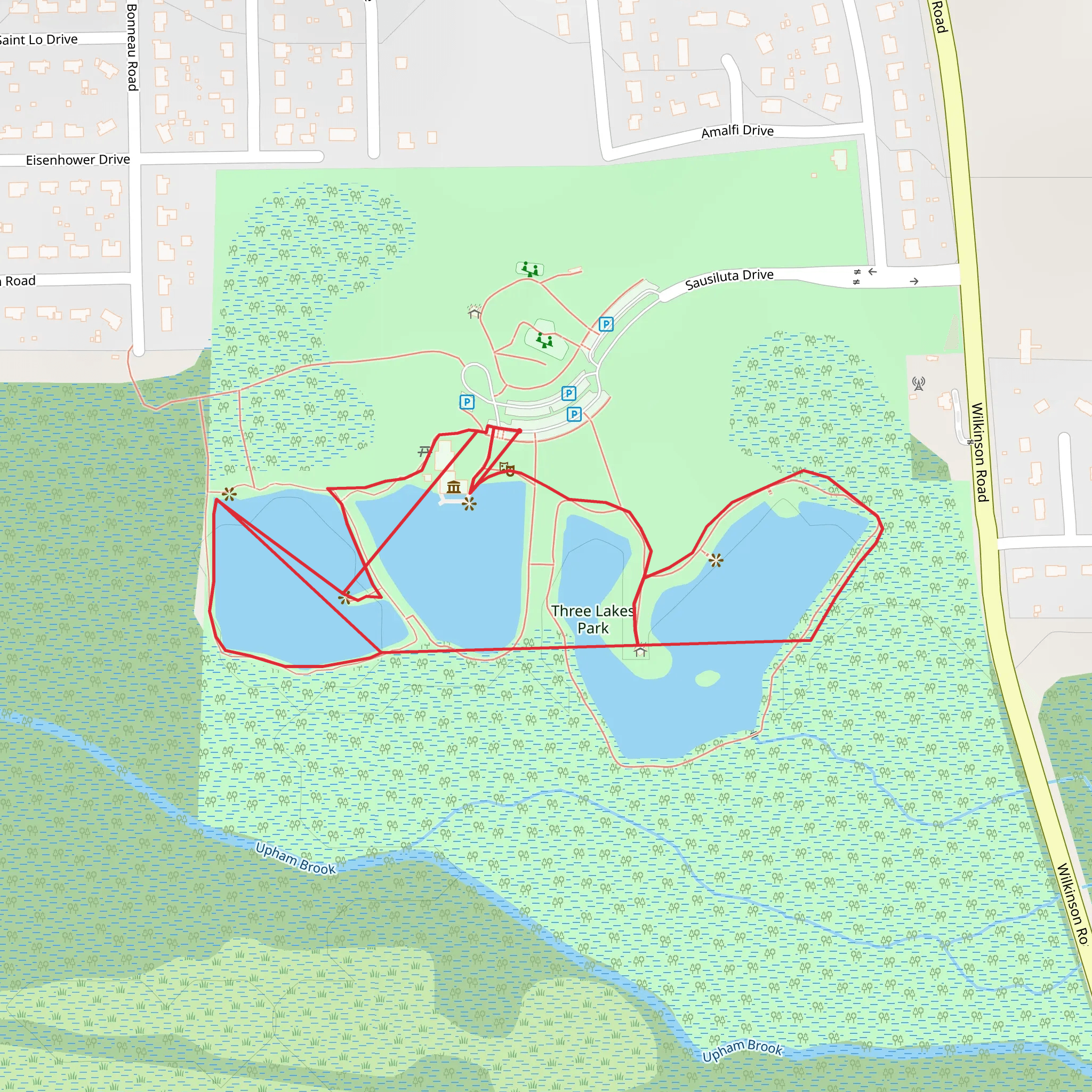 Three Lakes Park Loop mobile static map