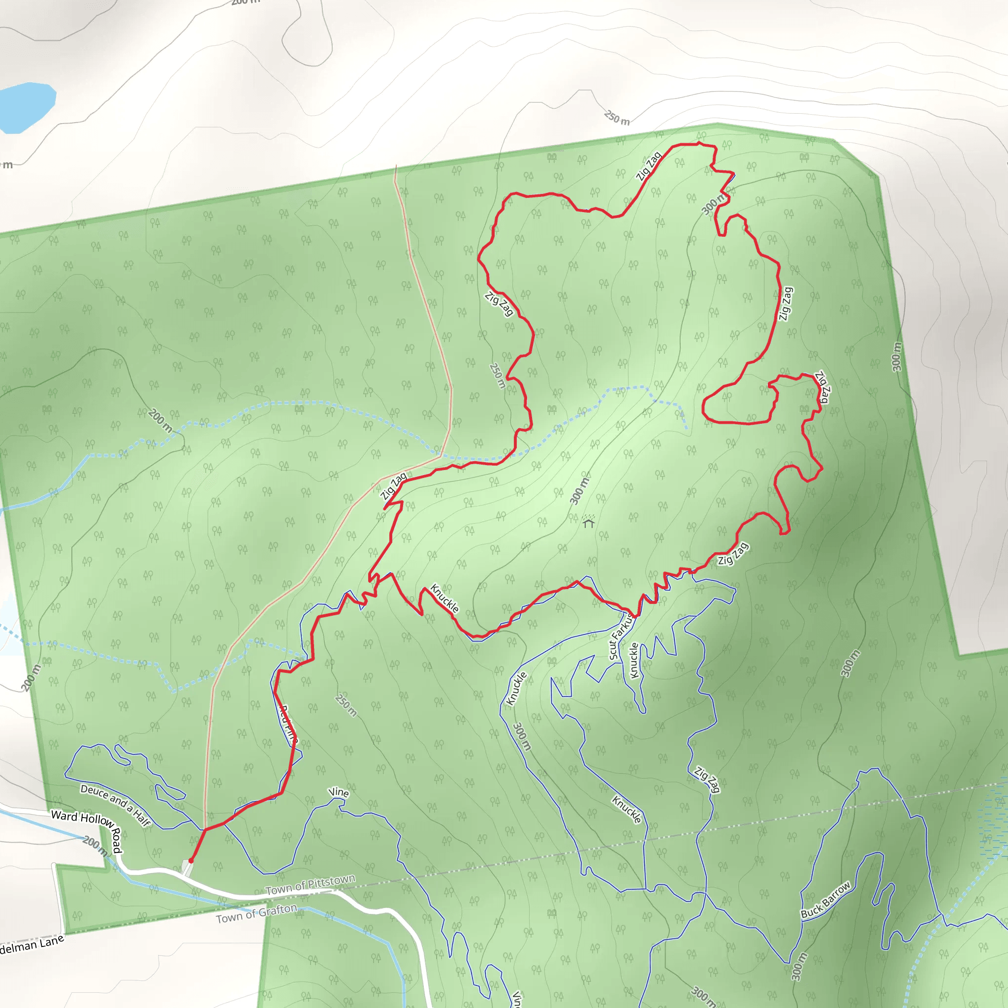 Zig Zag Trail From Ward Hollow Road mobile static map