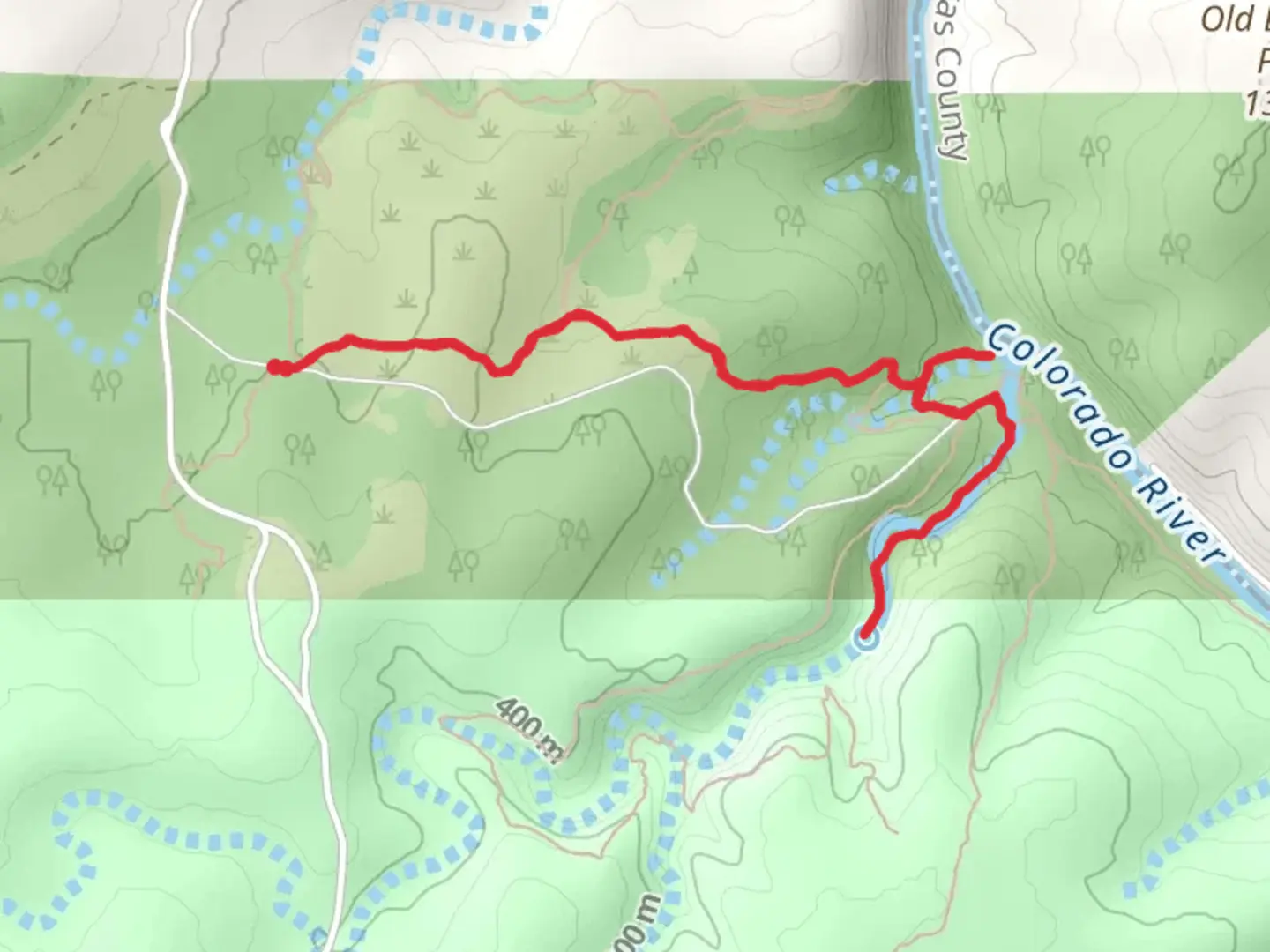 An image depicting the trail Gorman Falls and Spring Trail and its surrounding area.