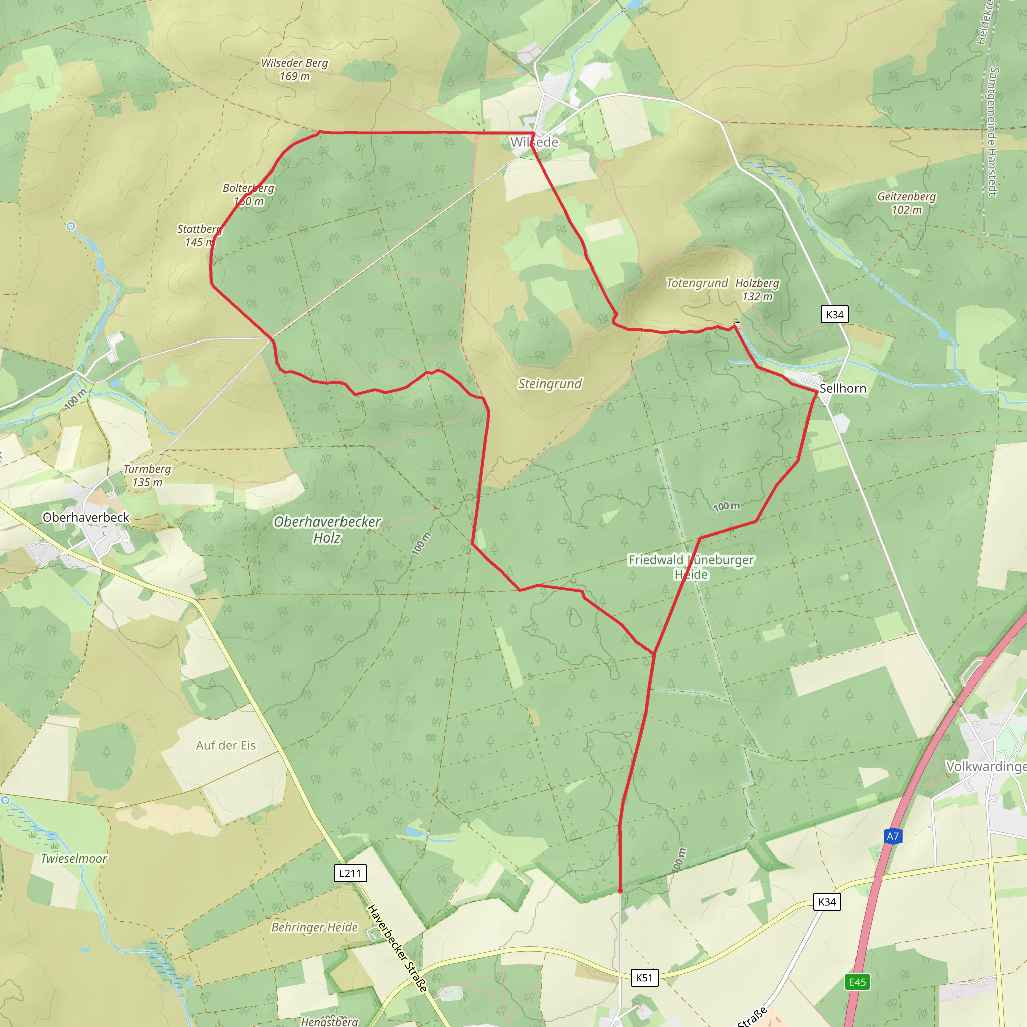 Luneburger Heide, Stattberg and Totengrund Loop mobile static map