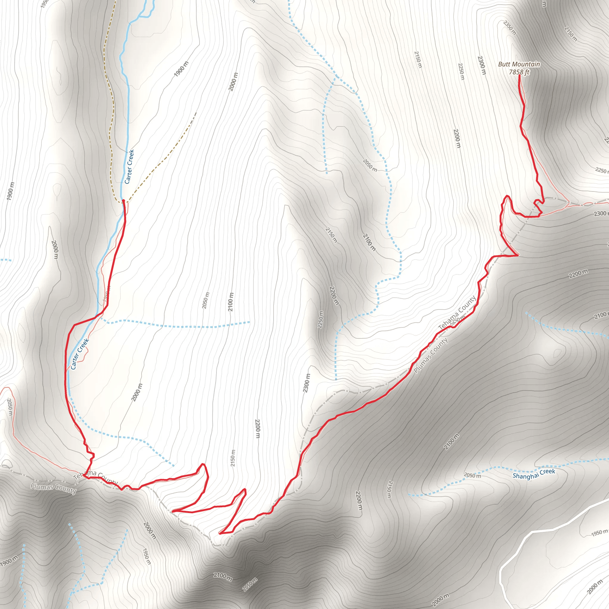 Butt Mountain via Carter Creek Trail mobile static map