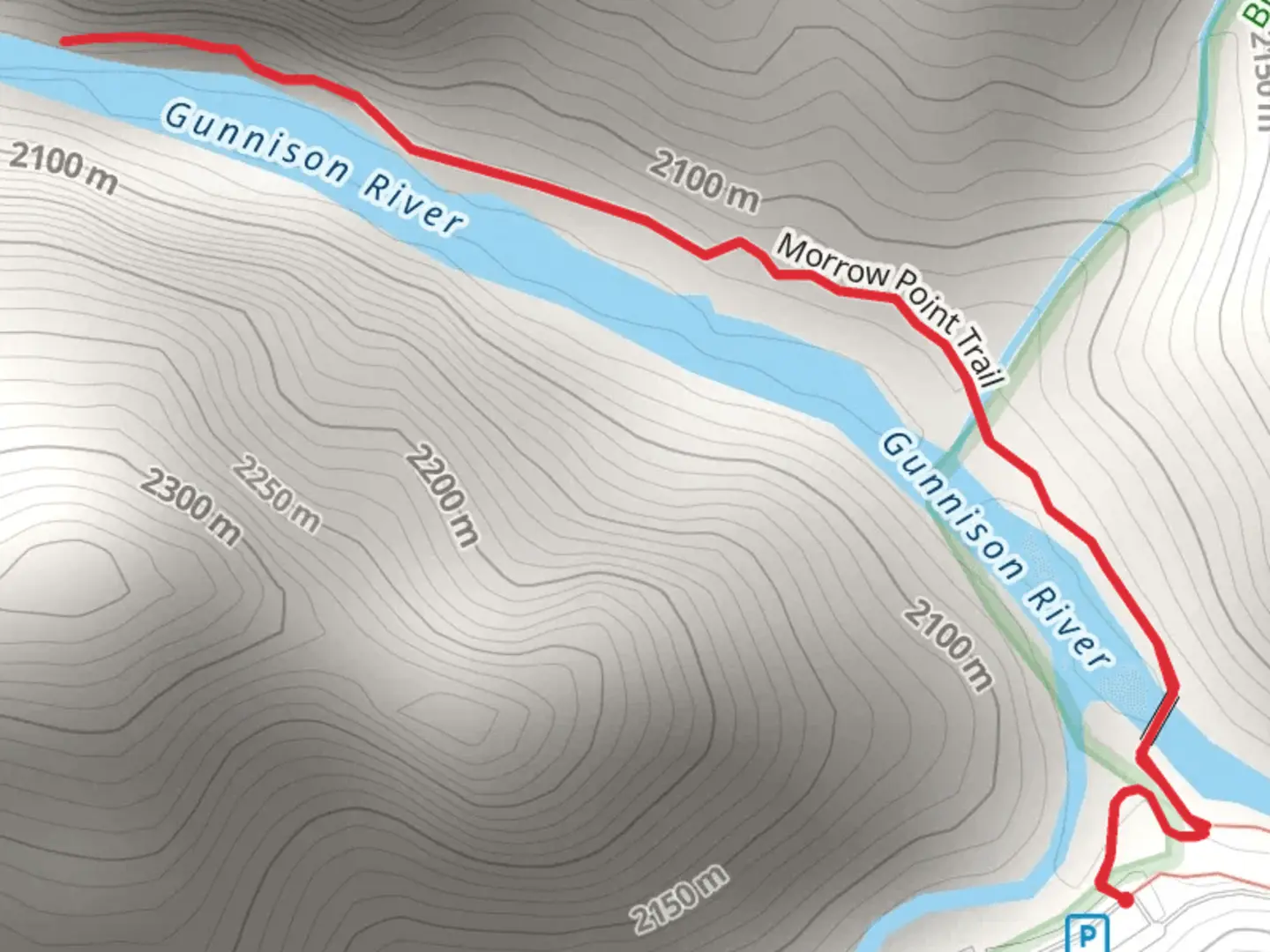 An image depicting the trail Morrow Point Trail and its surrounding area.