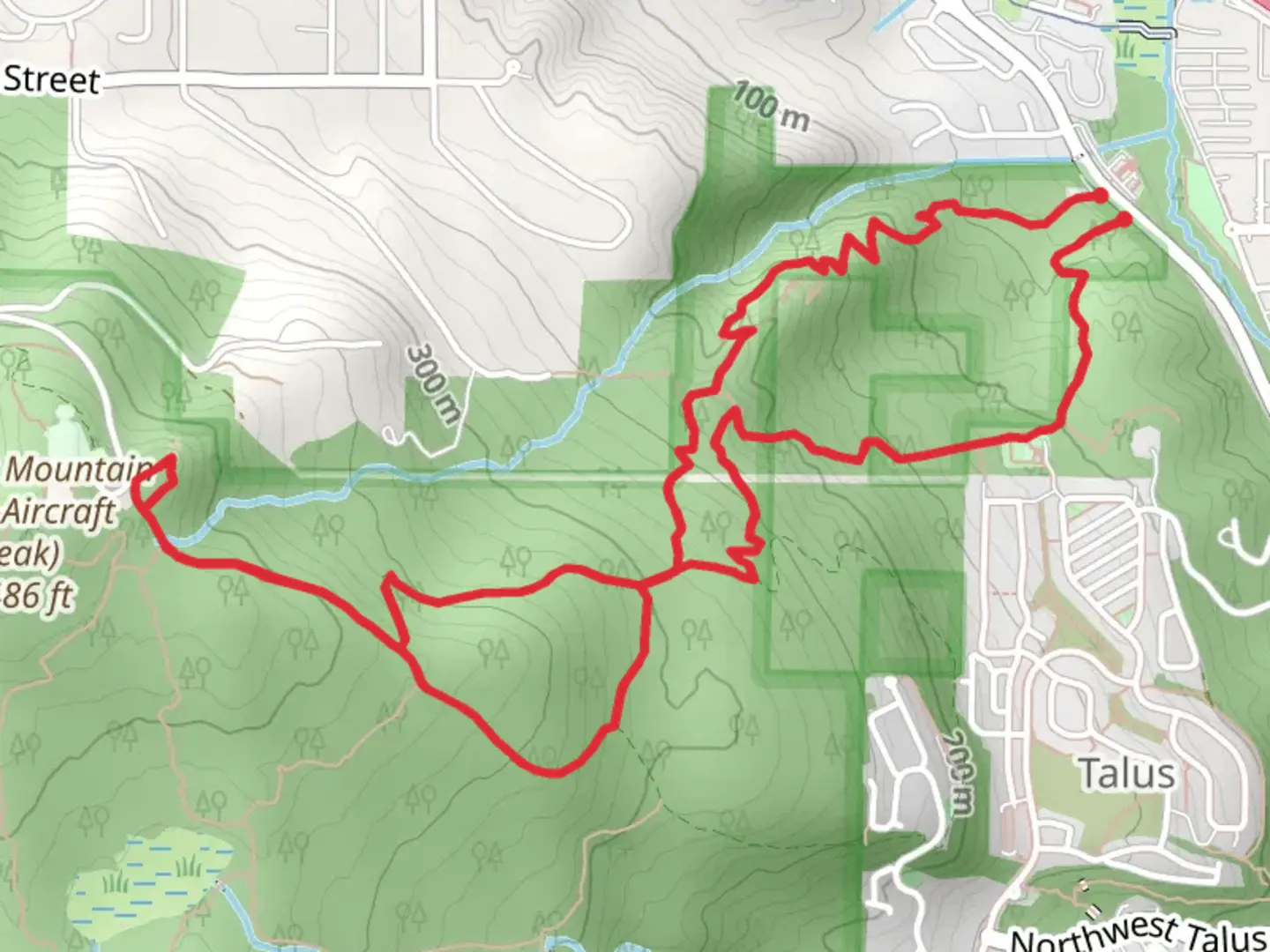 An image depicting the trail Big Tree Ridge Trail, Shangri La Trail and Military Ridge Trail and its surrounding area.