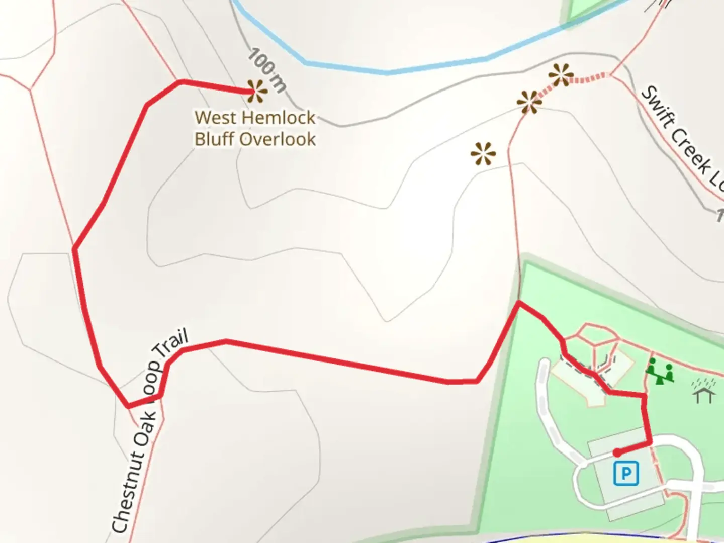 An image depicting the trail Chestnut Oak and its surrounding area.