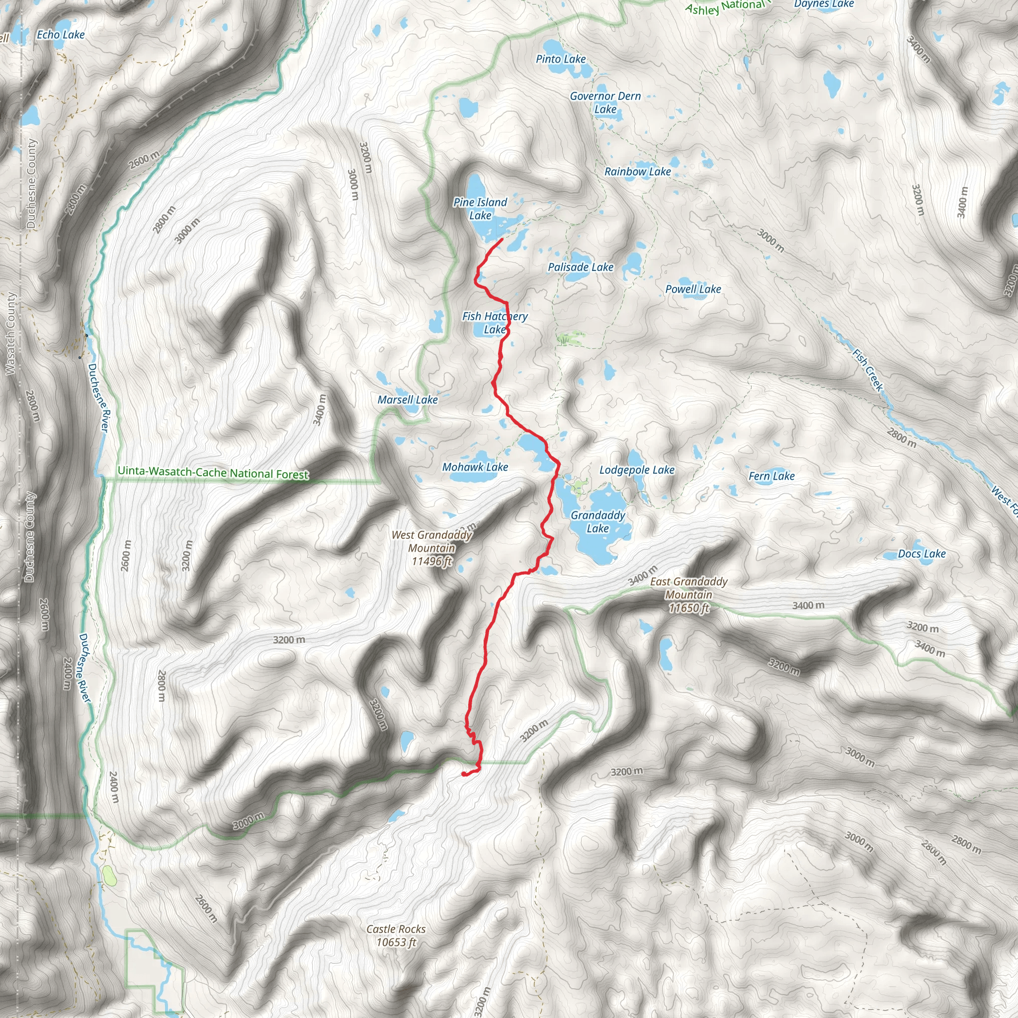 Pine Island Lake via Hades - Rocky Sea Pass Trail mobile static map