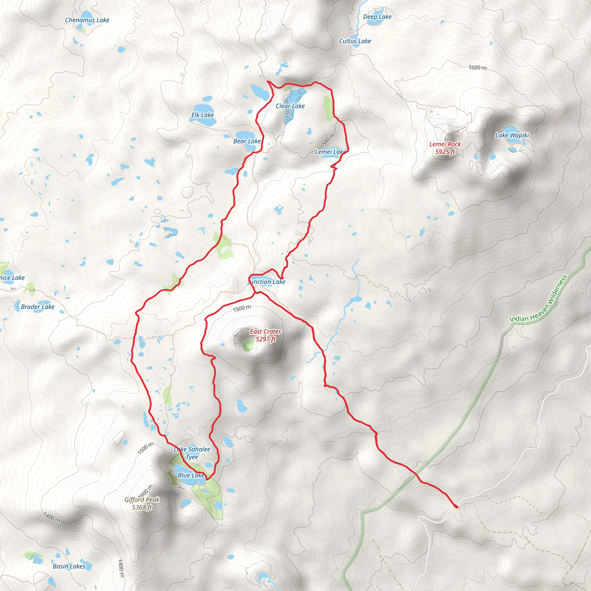 East Crater Trail and Lemei Lake Trail mobile static map