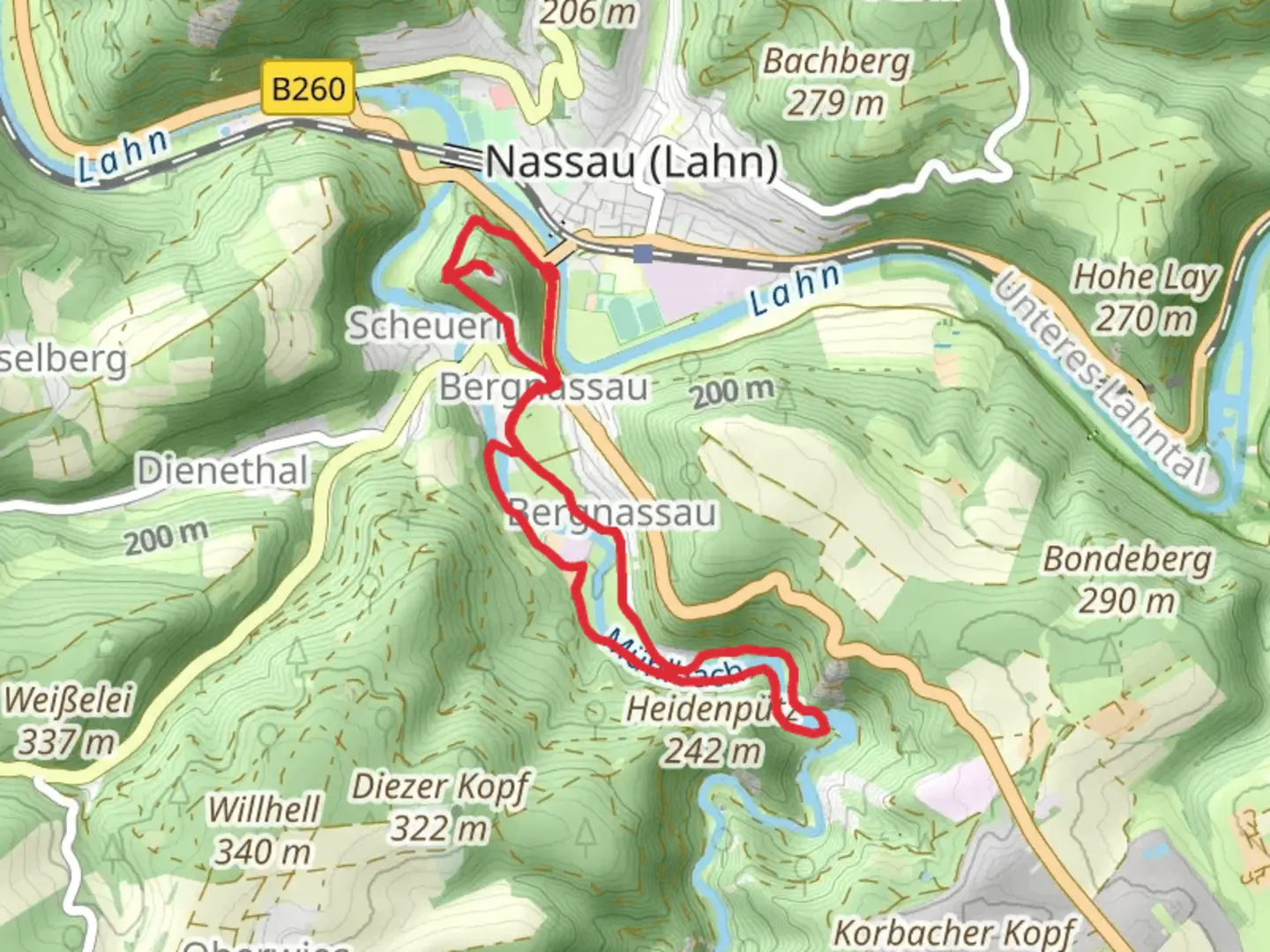 An image depicting the trail Burgberg, Langauer Weiher and Muhlbach Loop via In Der Salzau and its surrounding area.