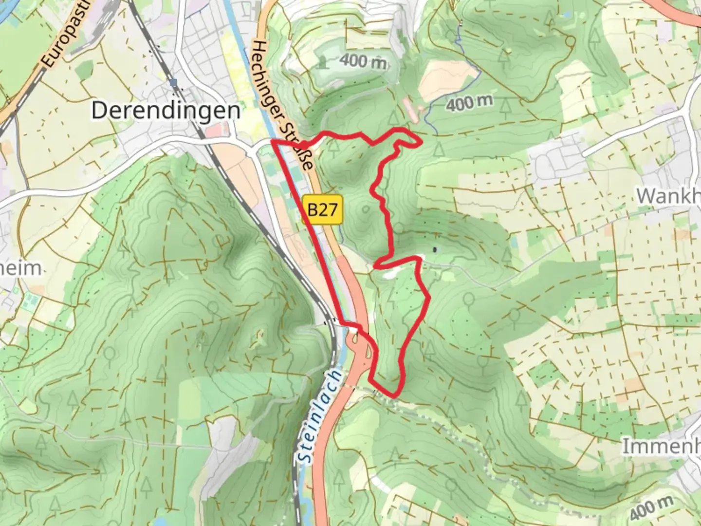 An image depicting the trail Gartenstadt and Bläsibad Loop via River Steinlach and its surrounding area.