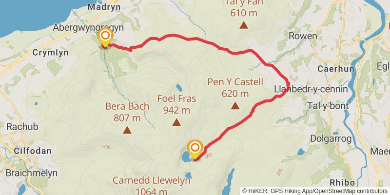 Carneddau from Capel Curig stage 2 Map