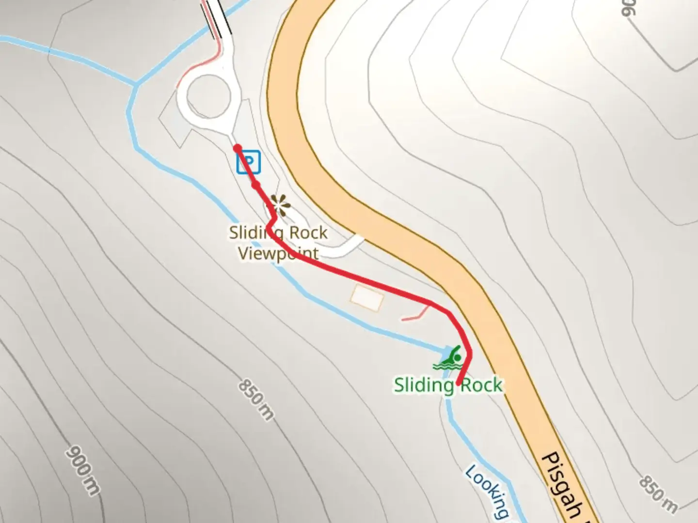 An image depicting the trail Looking Glass Creek Out and Back and its surrounding area.
