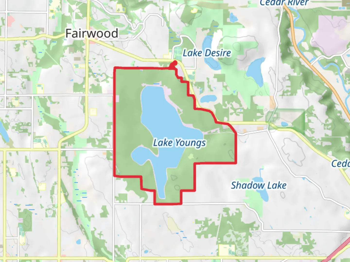 An image depicting the trail Lake Youngs Trail and its surrounding area.