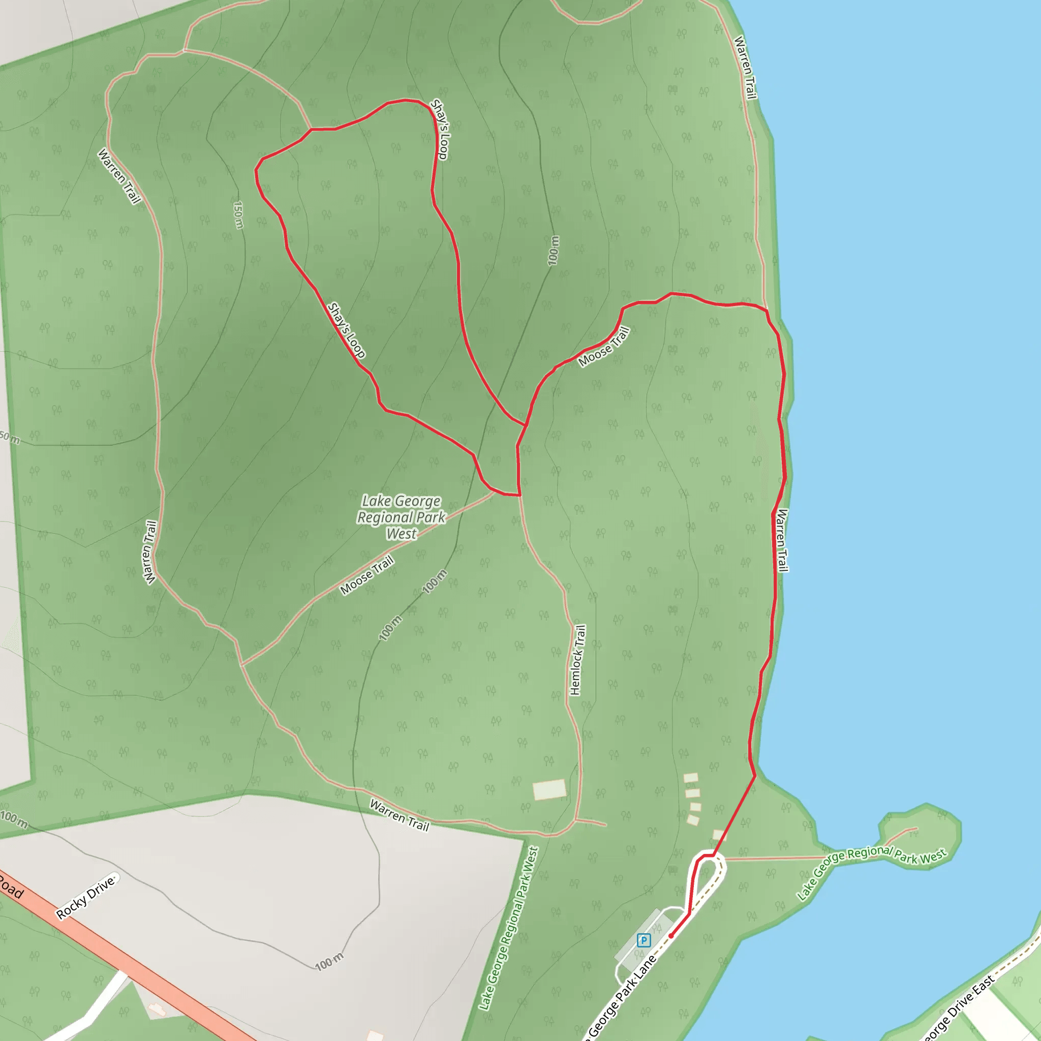 Shay's Loop from West Lake George Park Lane mobile static map