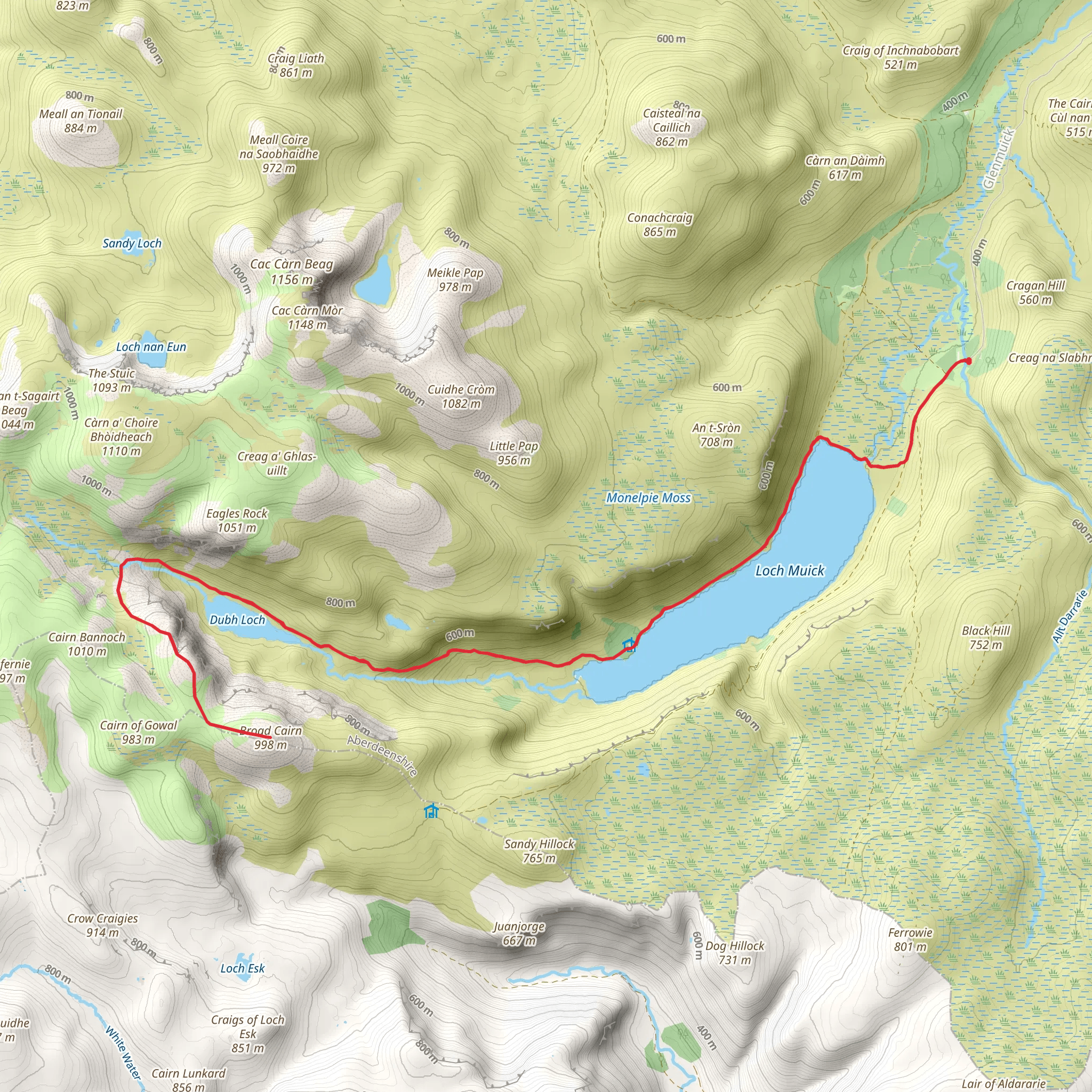Broad Cairn from Spittal of Glenmuick mobile static map