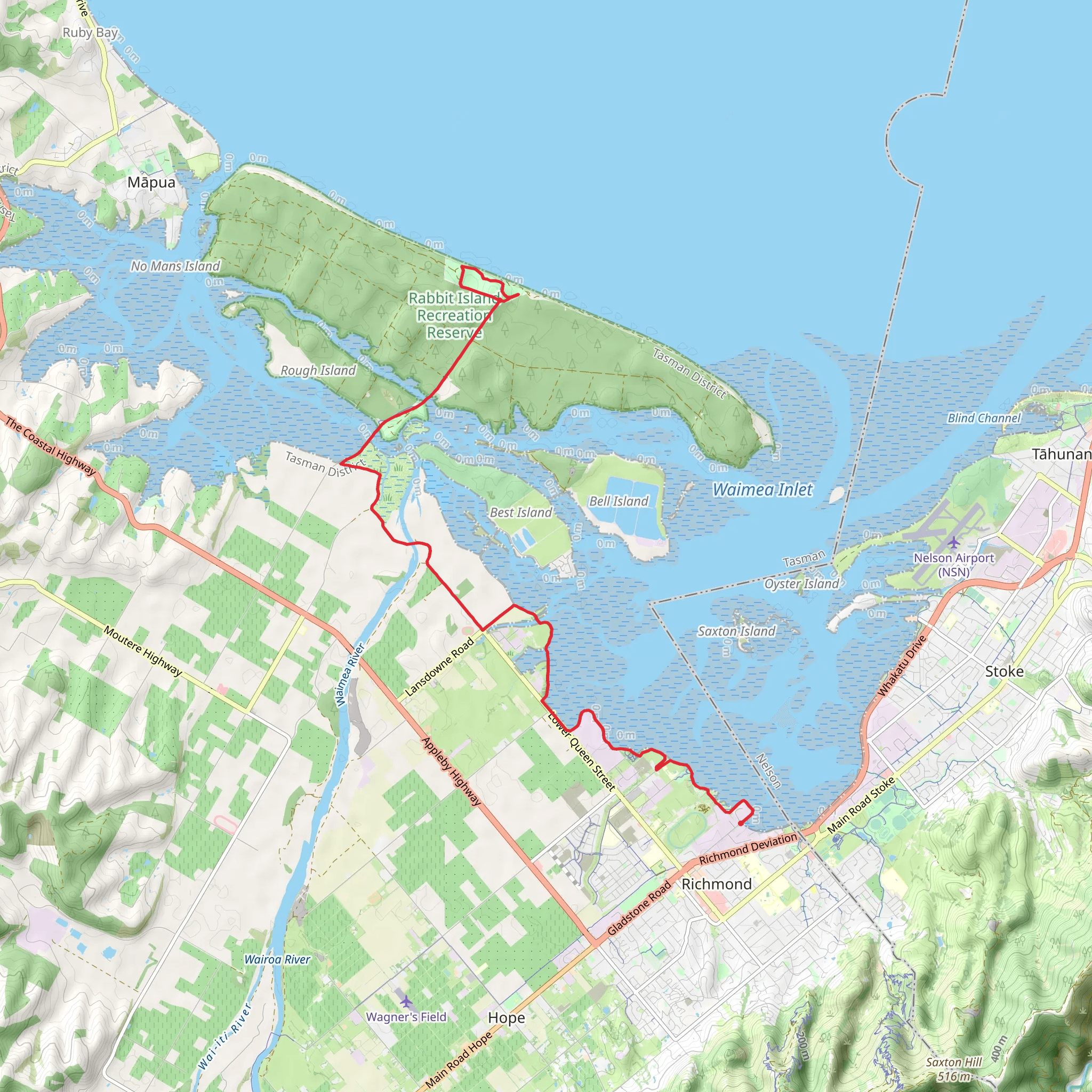 Rabbit Island via Great Taste Trail mobile static map