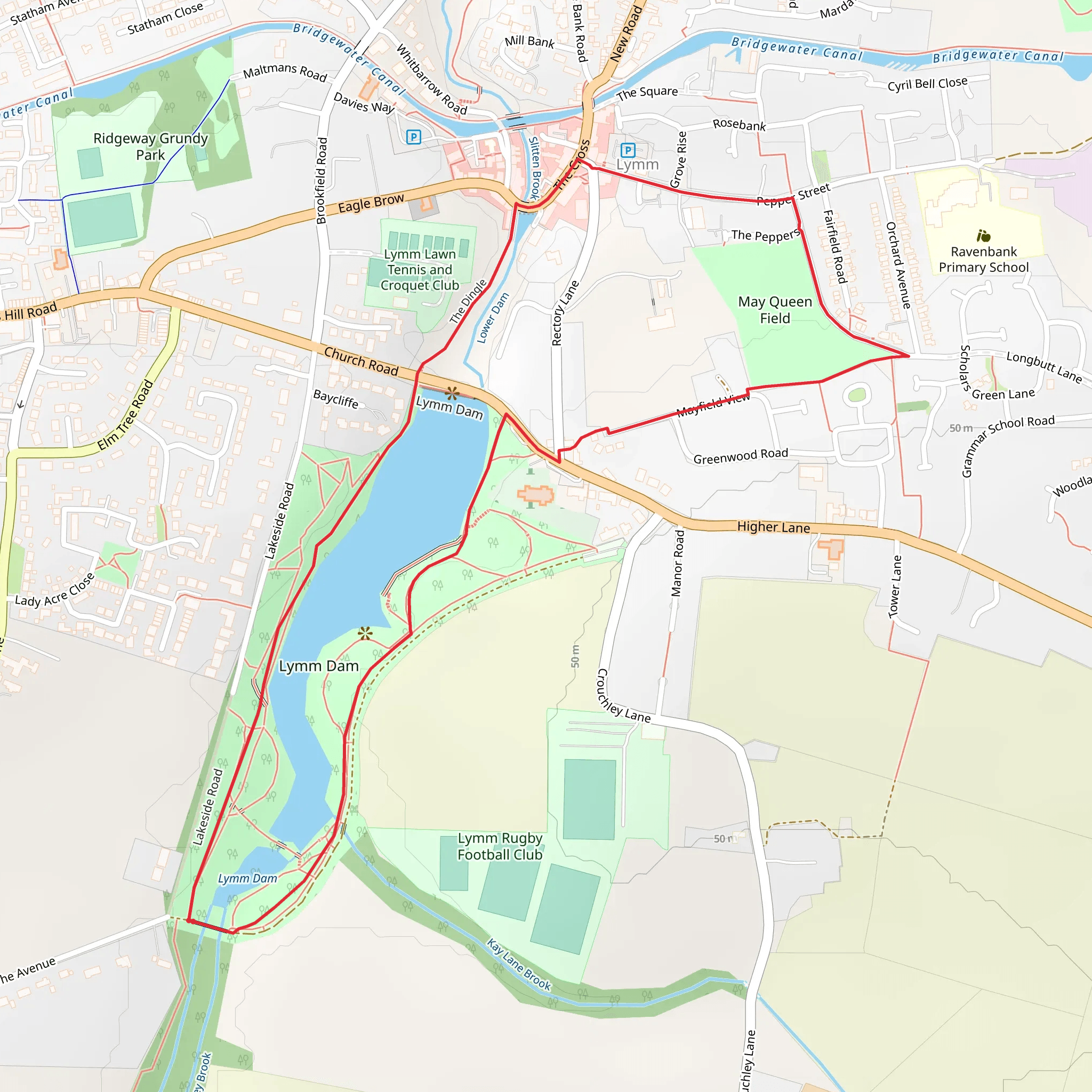 Lymm Dam and Lymm Cross Loop mobile static map