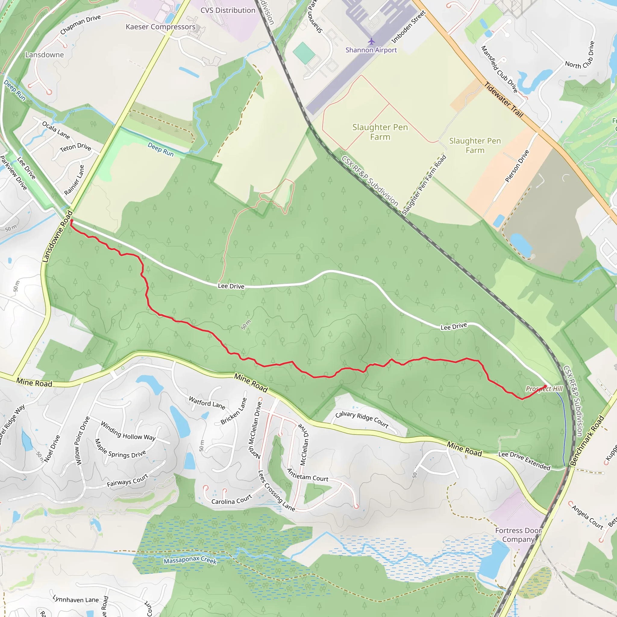 Prospect Hill via South Lee Drive Trail mobile static map