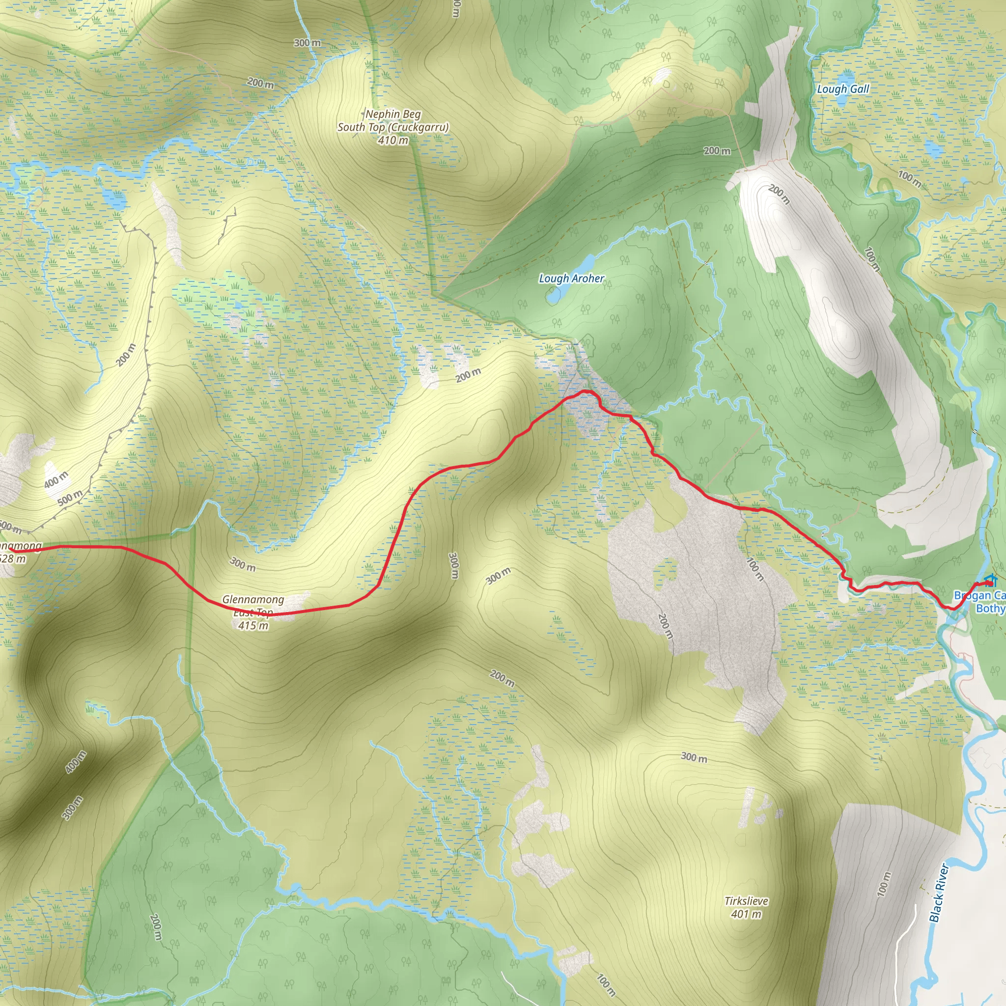 Glennamong Mountain via Letterkeen Trail mobile static map
