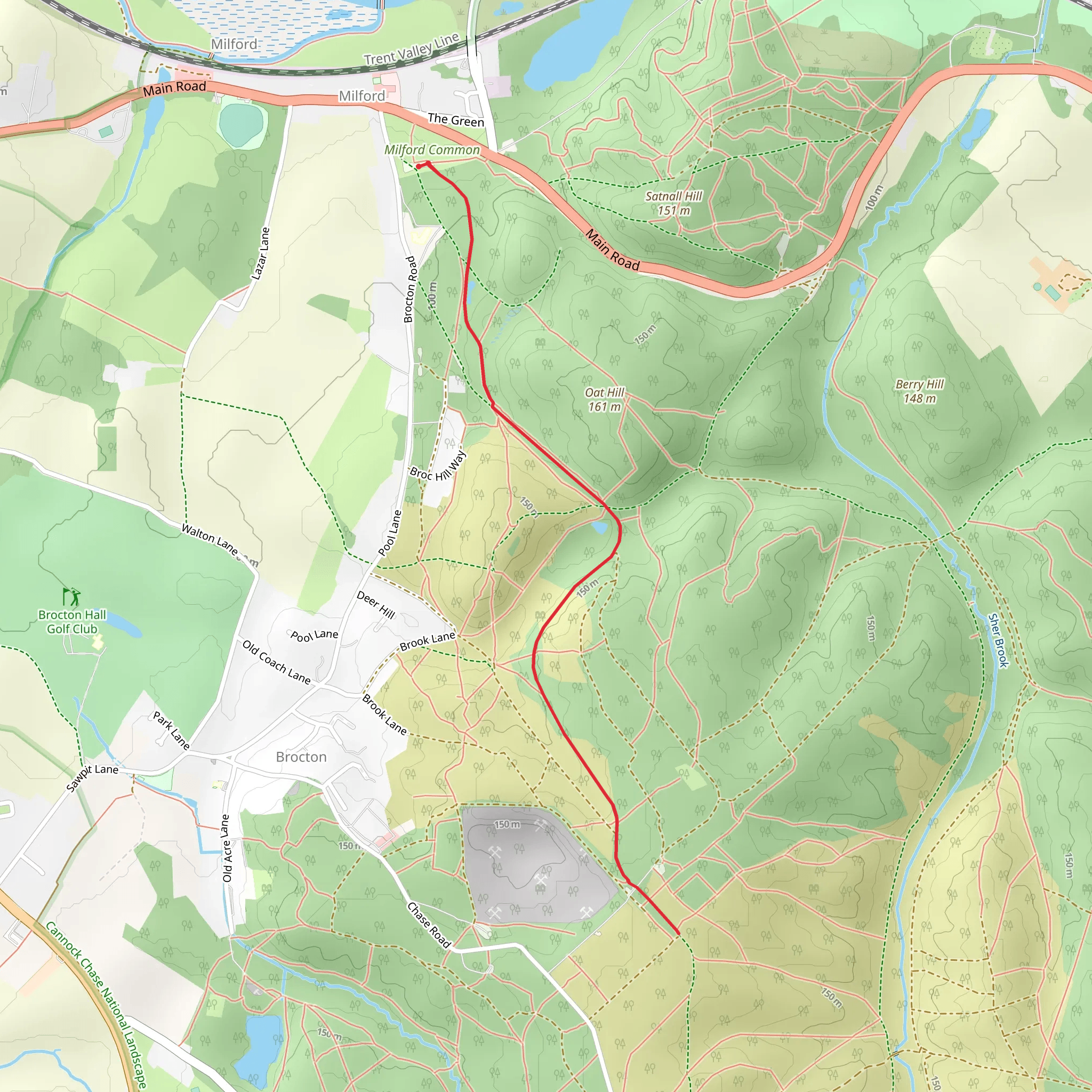 Heart of England Way - Milford mobile static map