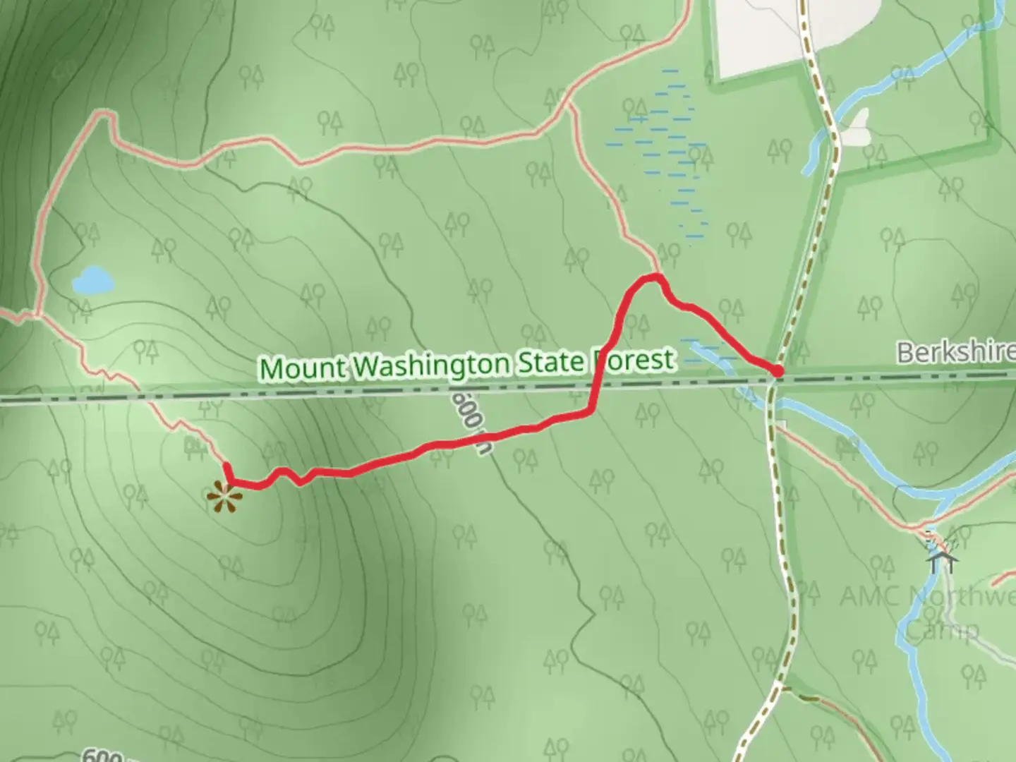 An image depicting the trail Round Mountain via Mount Frissell Trail and its surrounding area.