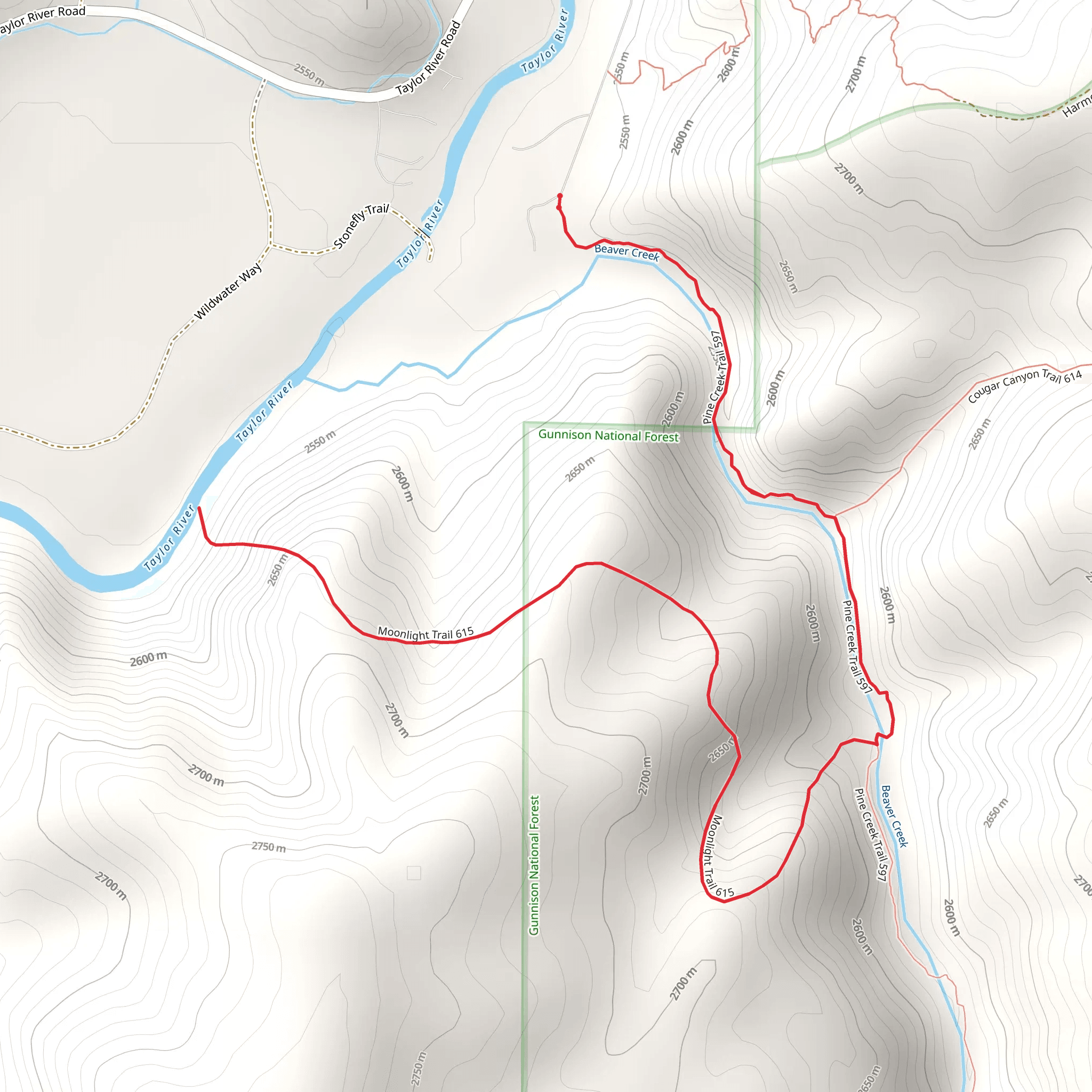 Moonlight Trail via Pine Creek Trail mobile static map