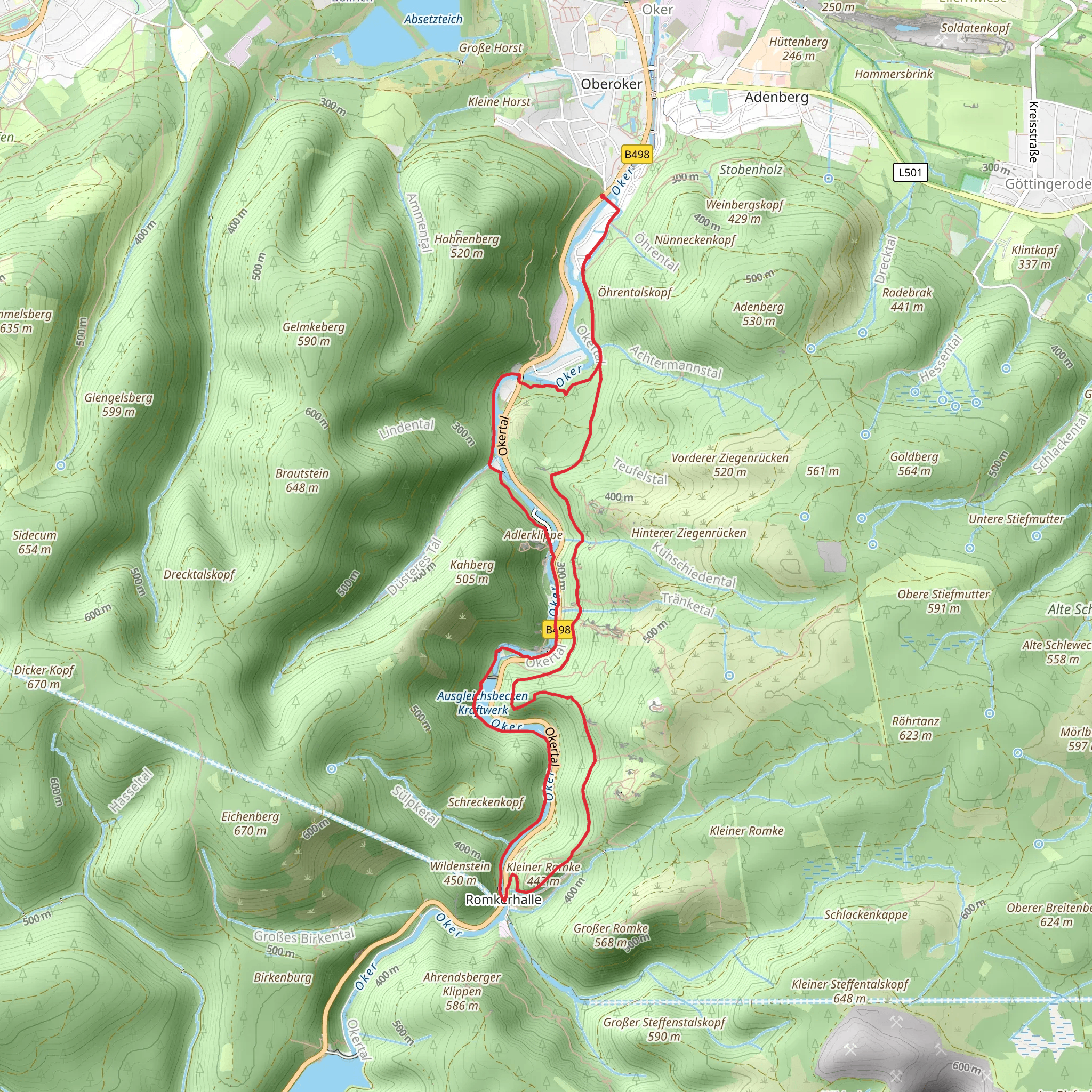 Romkerhaller Wasserfall Loop from Oker mobile static map