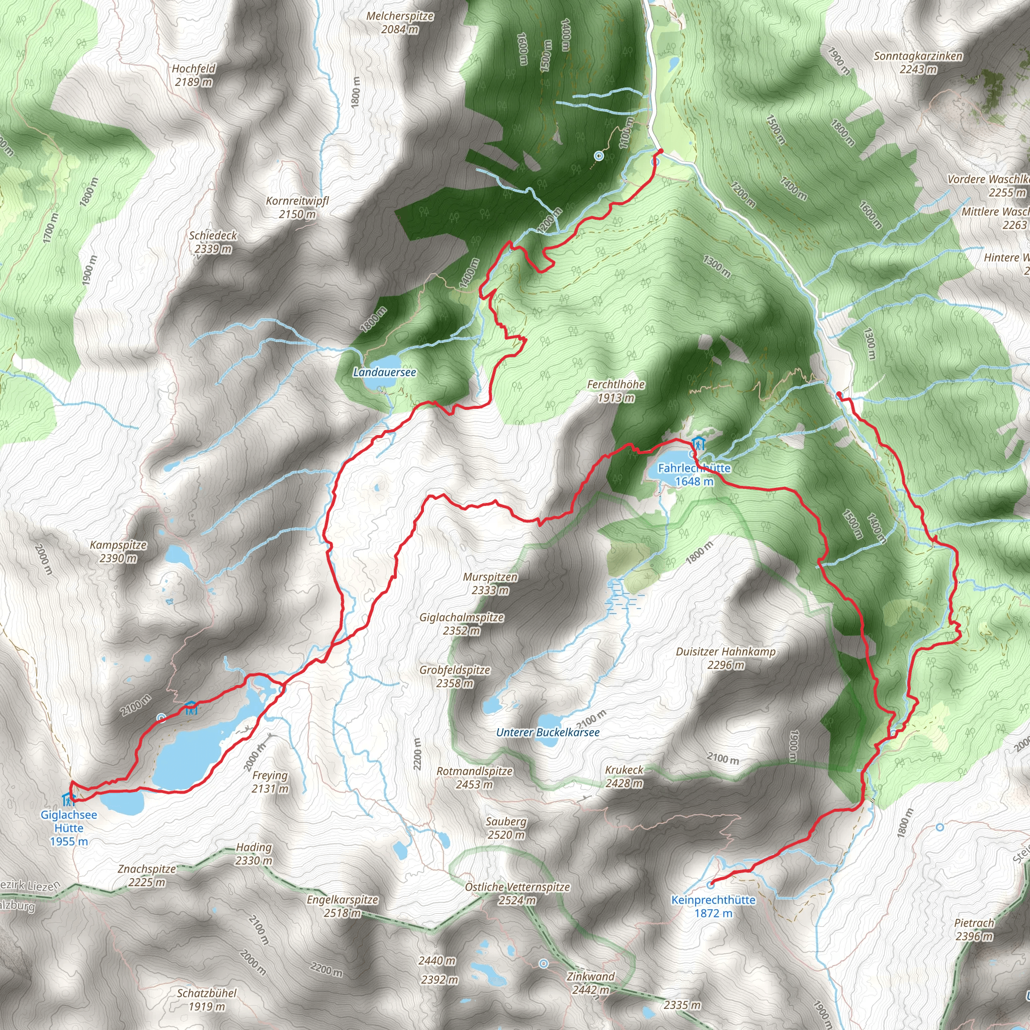 Ignaz Mattis Hutte and Landauersee Lake Loop mobile static map