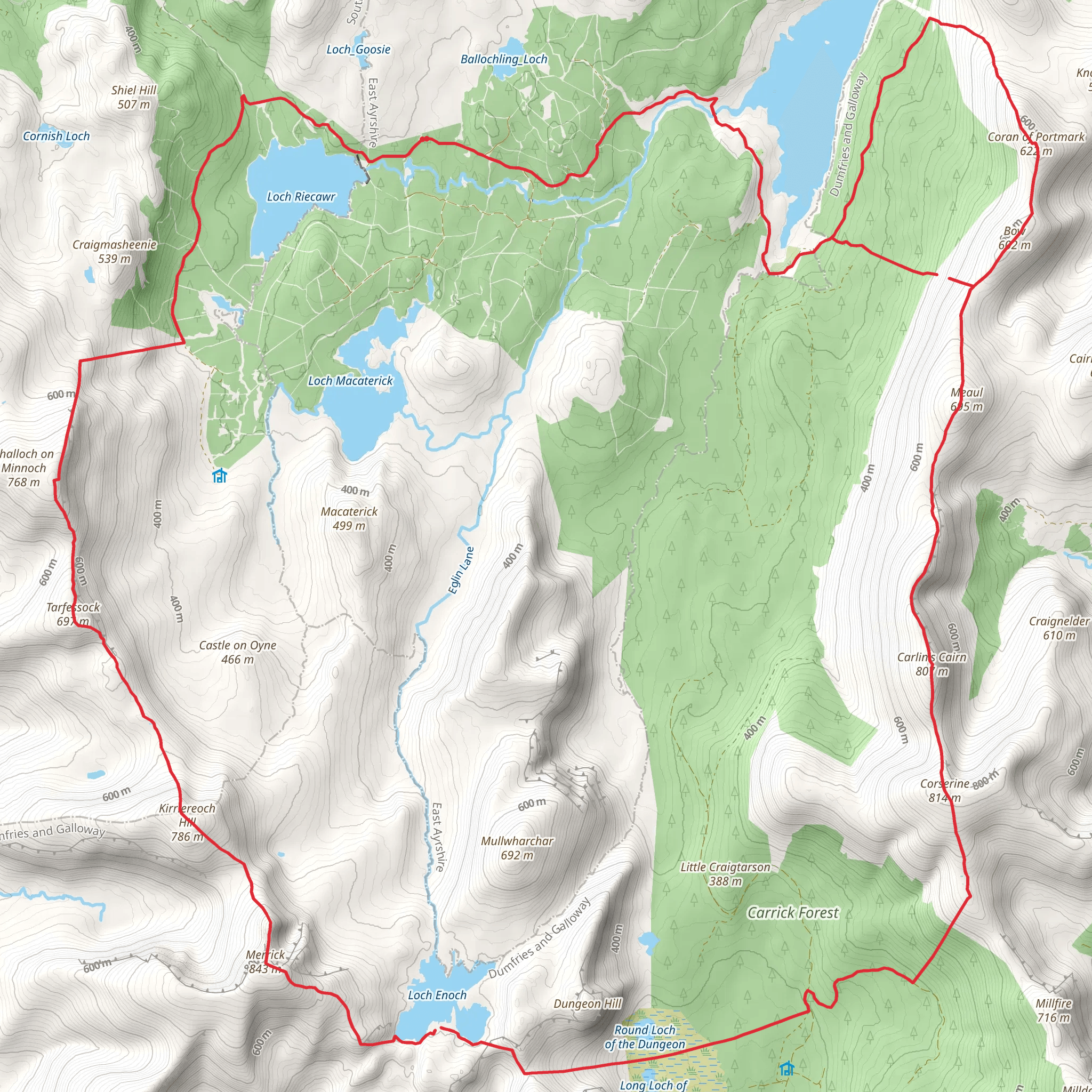 Galloway Hills Loop via Loch Enoch mobile static map