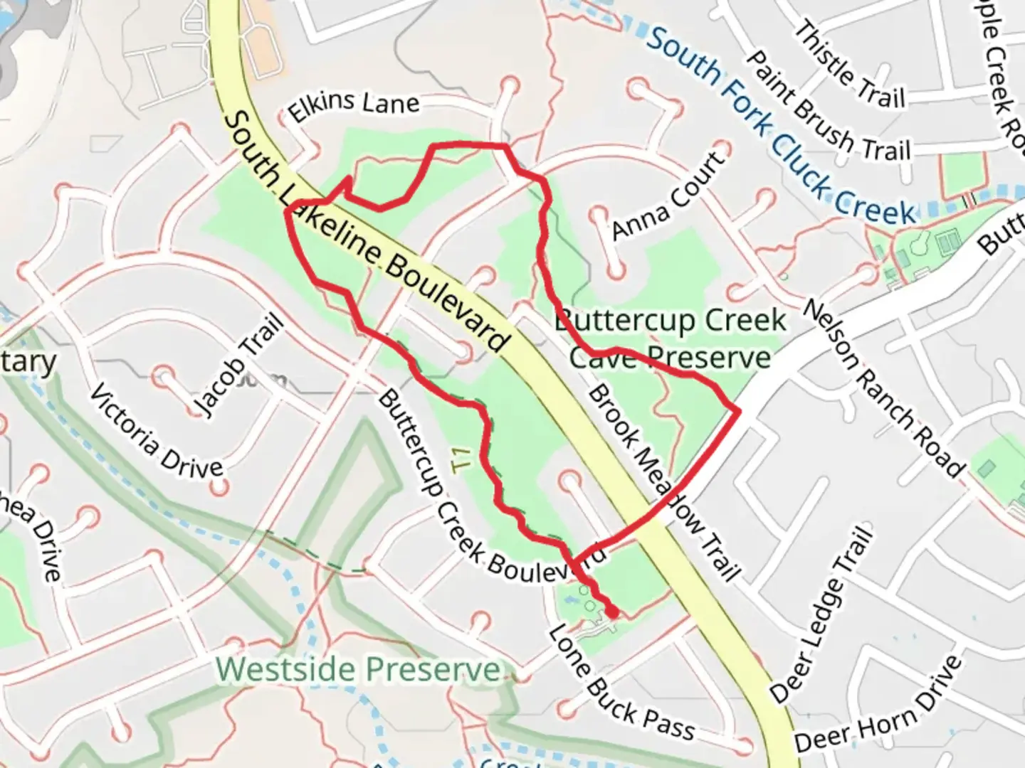 An image depicting the trail Likeline Park, Whitestone Preserve and Westside Preserve Loop via White and Cedar Elm Preserve Trail and its surrounding area.