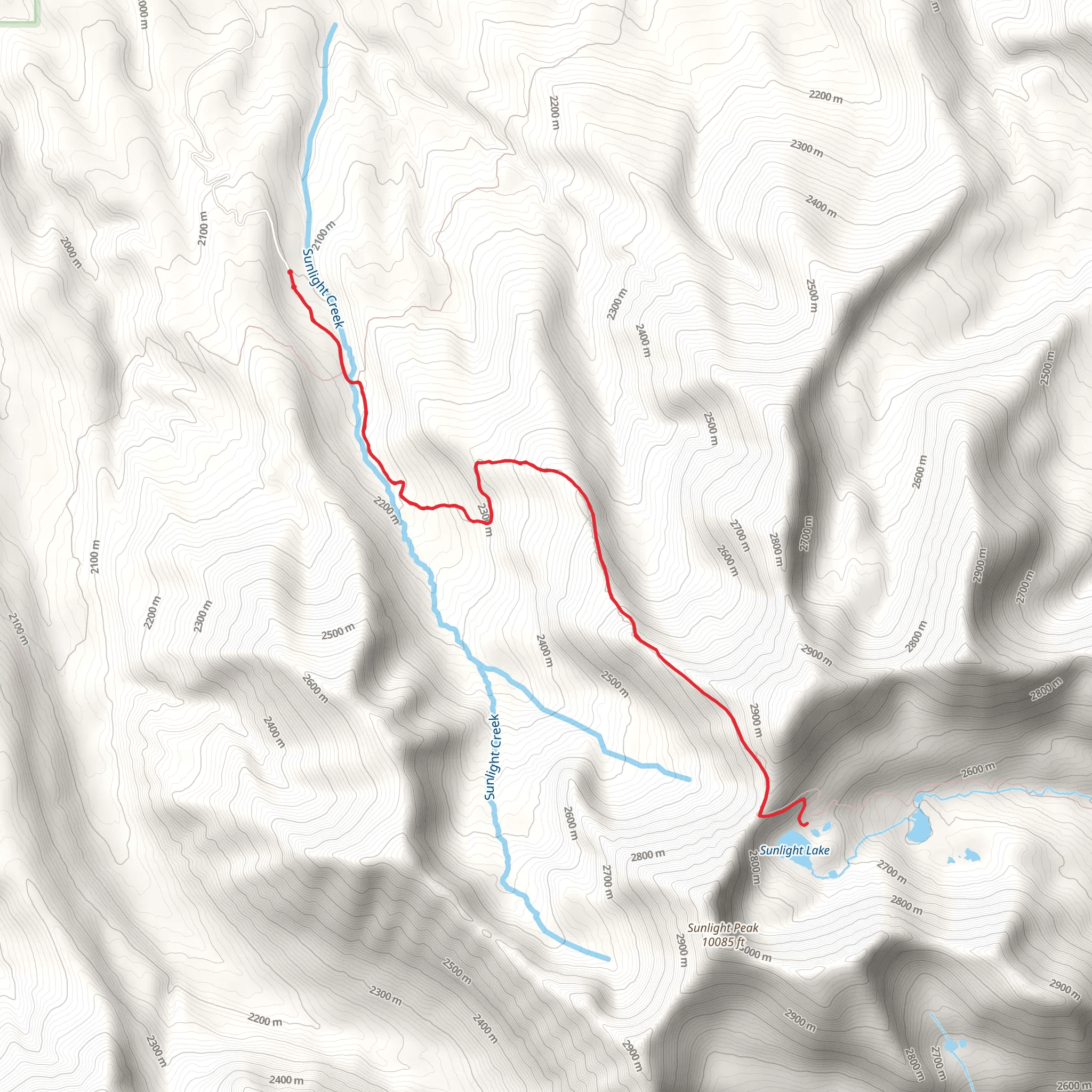 Sunlight Ridge Trail mobile static map