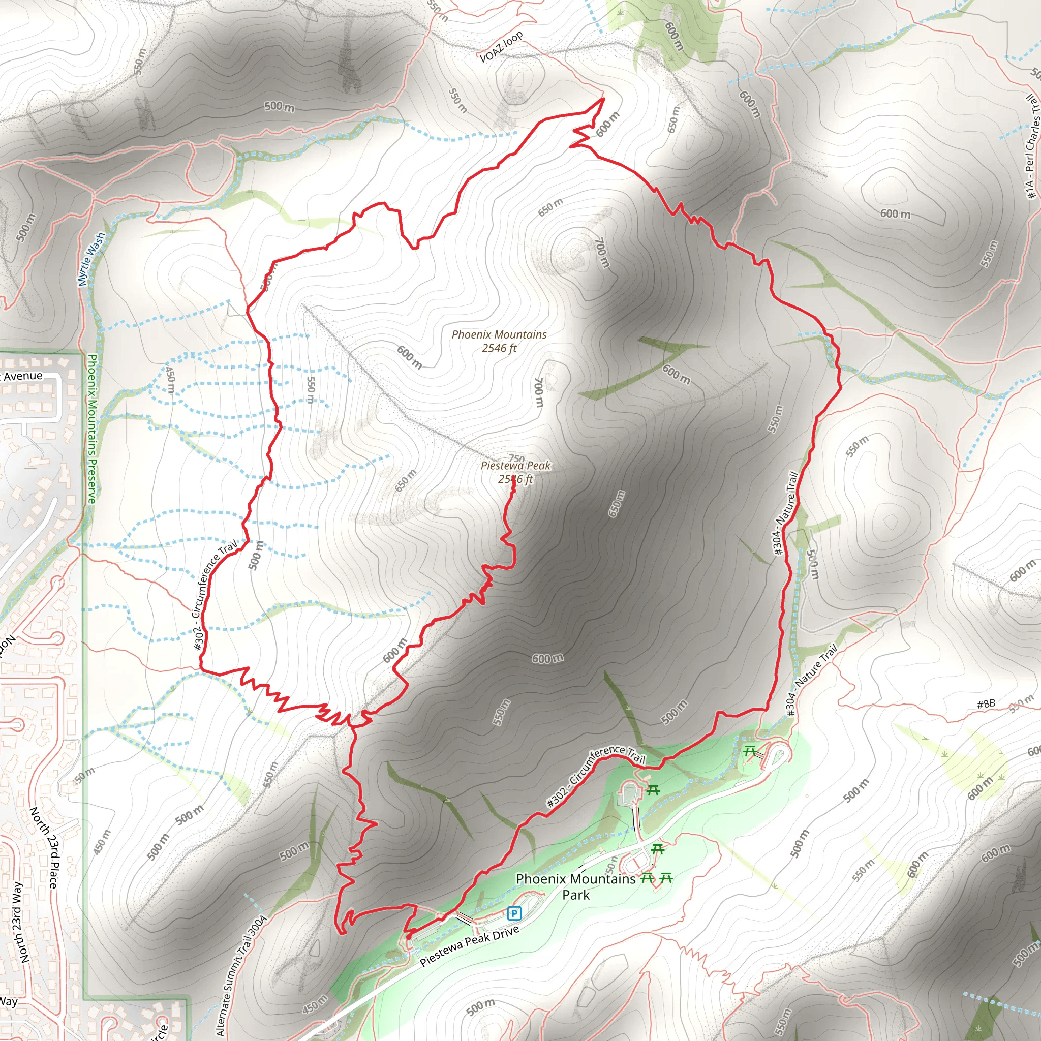 Piestewa Peak Loop mobile static map