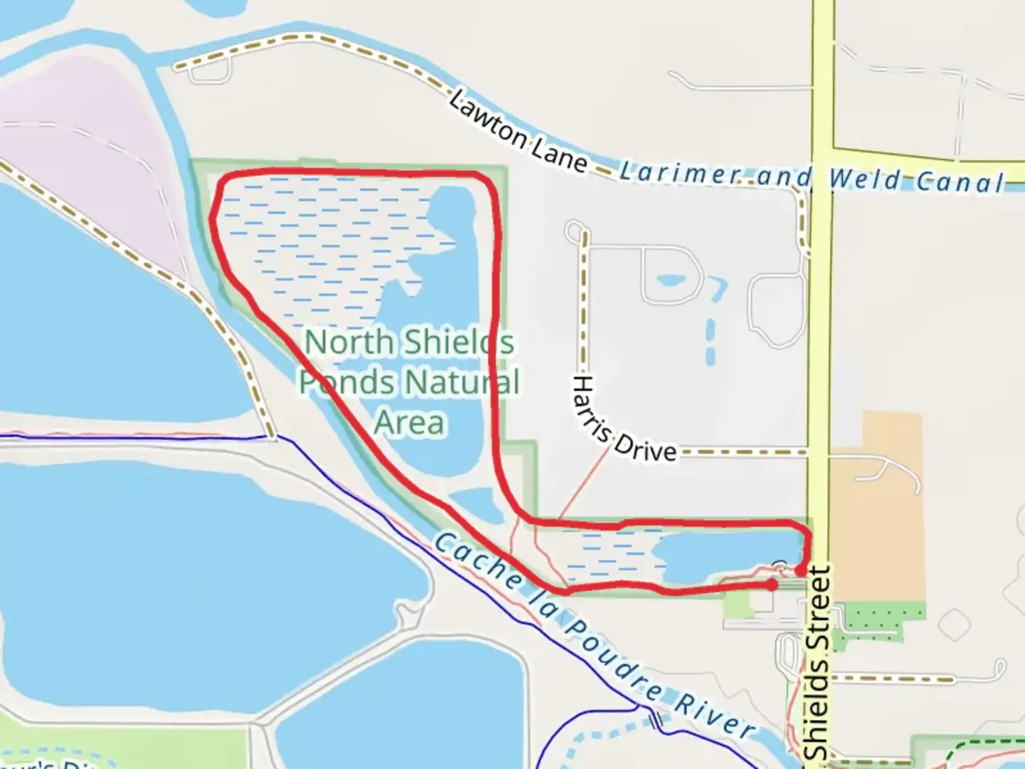 An image depicting the trail Cache la Poudre River Loop and its surrounding area.
