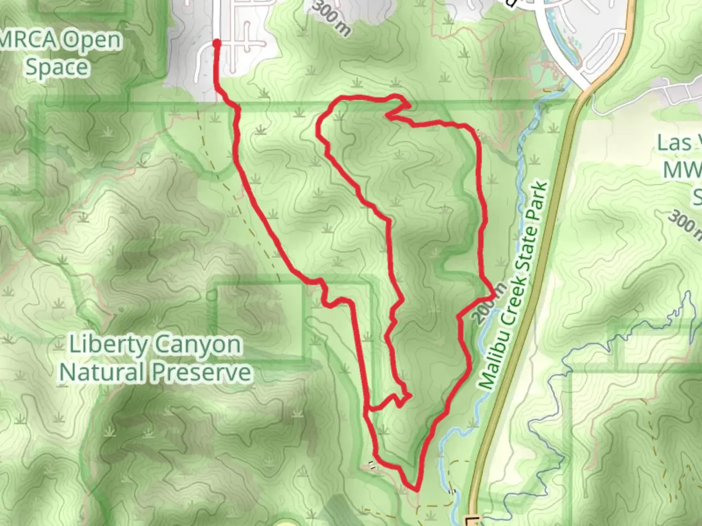 An image depicting the trail Liberty Canyon Trail and Talepop Trail Loop and its surrounding area.