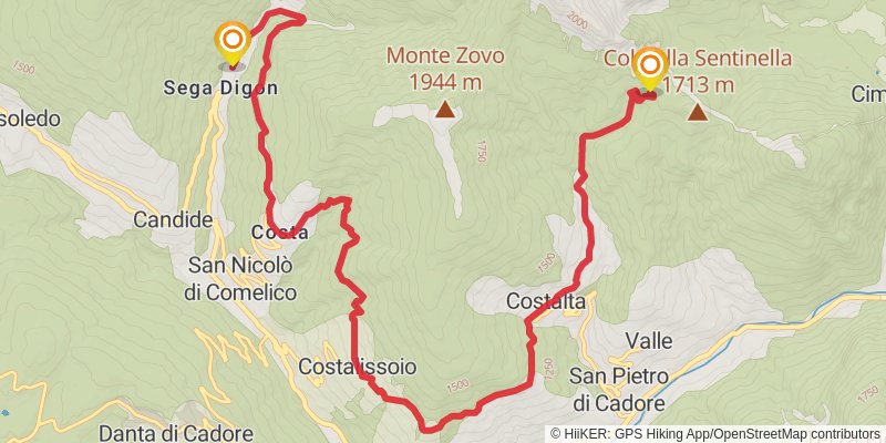 Camino Delle Dolomiti stage 18 Map