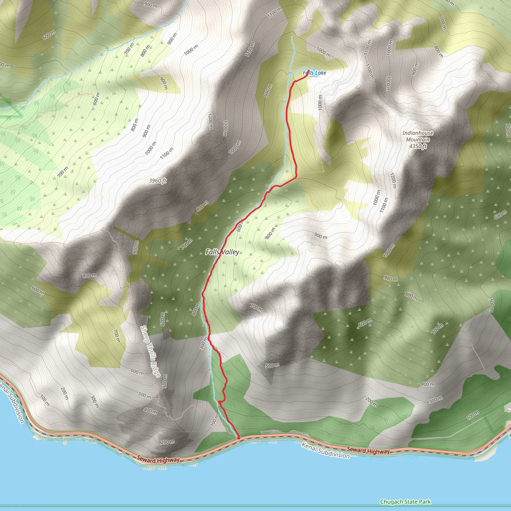 Falls Lake via Falls Creek Trail mobile static map