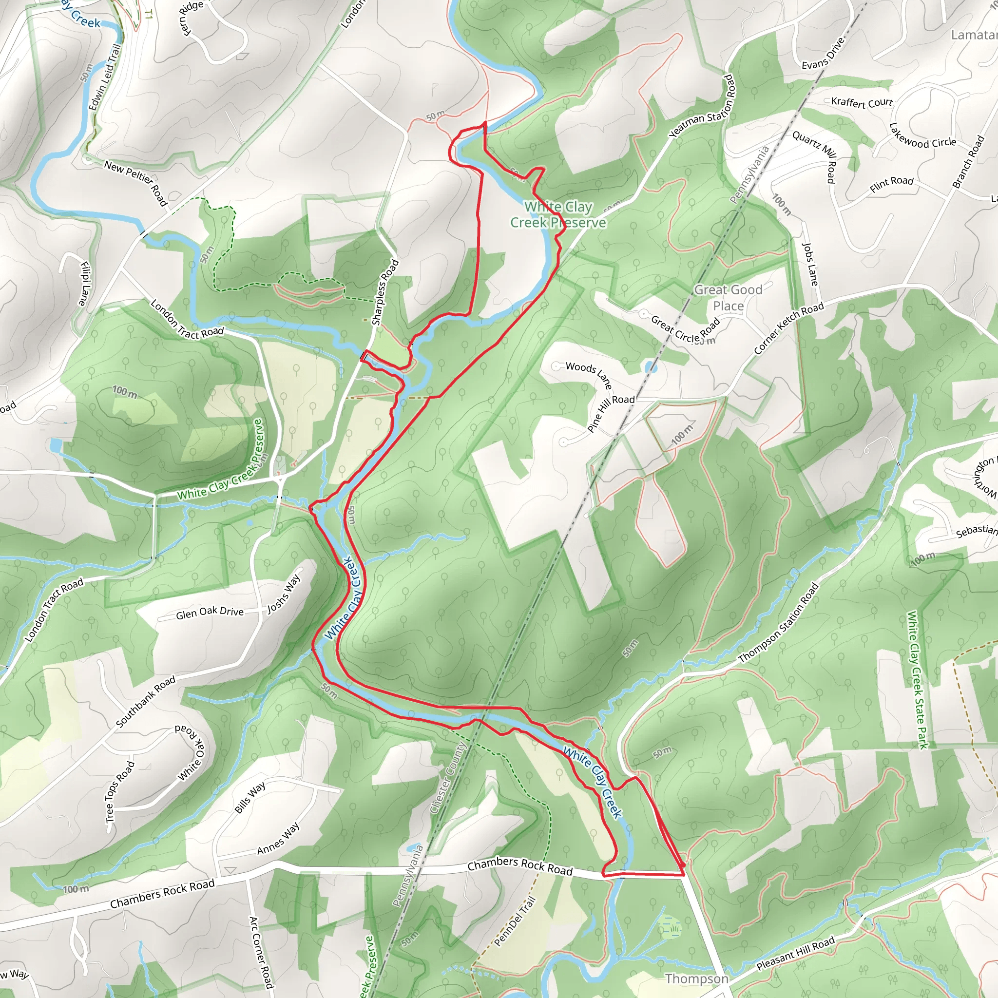 PennDel Trail and Charles Baily Trail Loop mobile static map