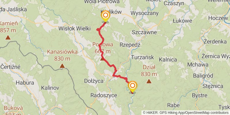 Main Beskid Trail stage 25 Map