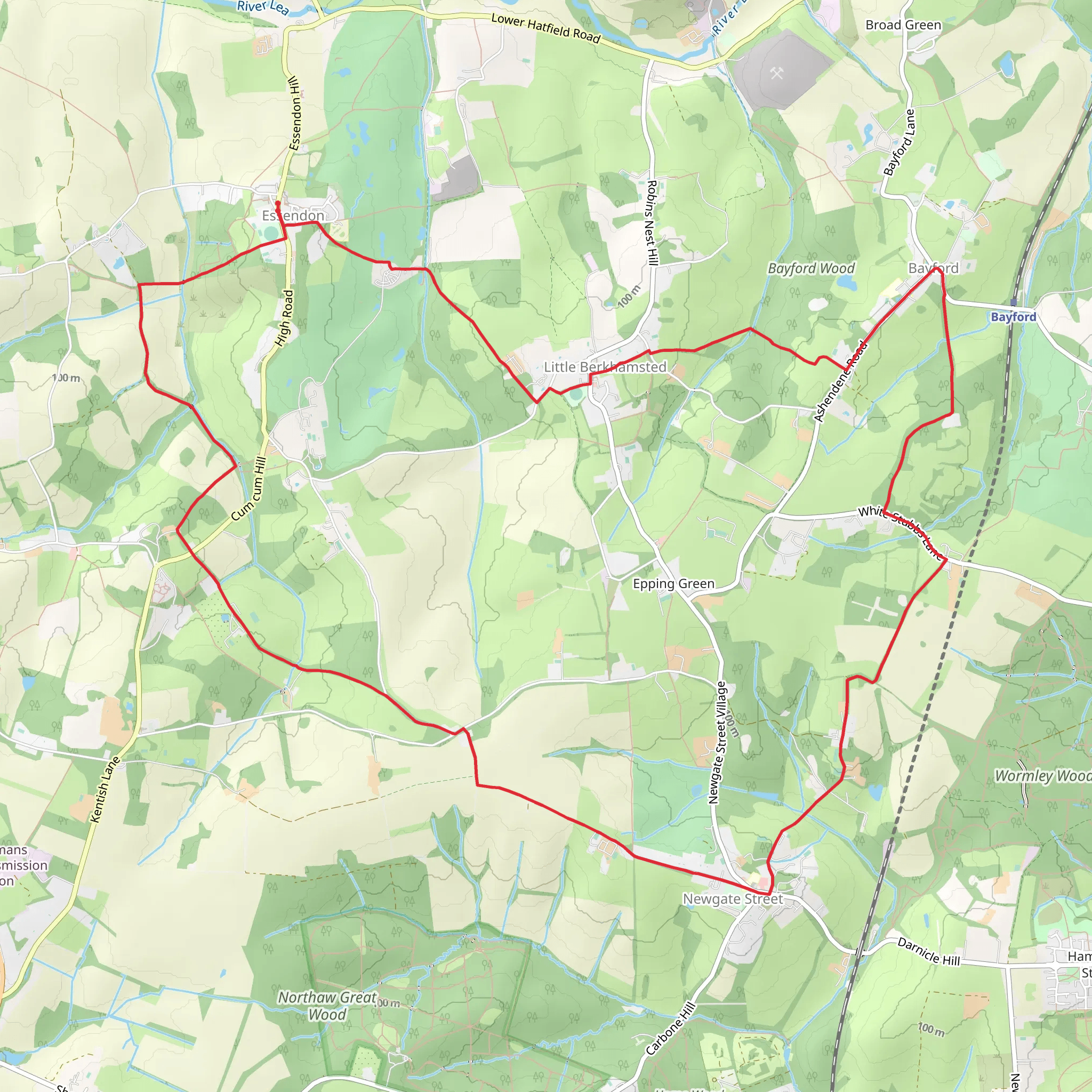 Essendon to Bayford Circular mobile static map