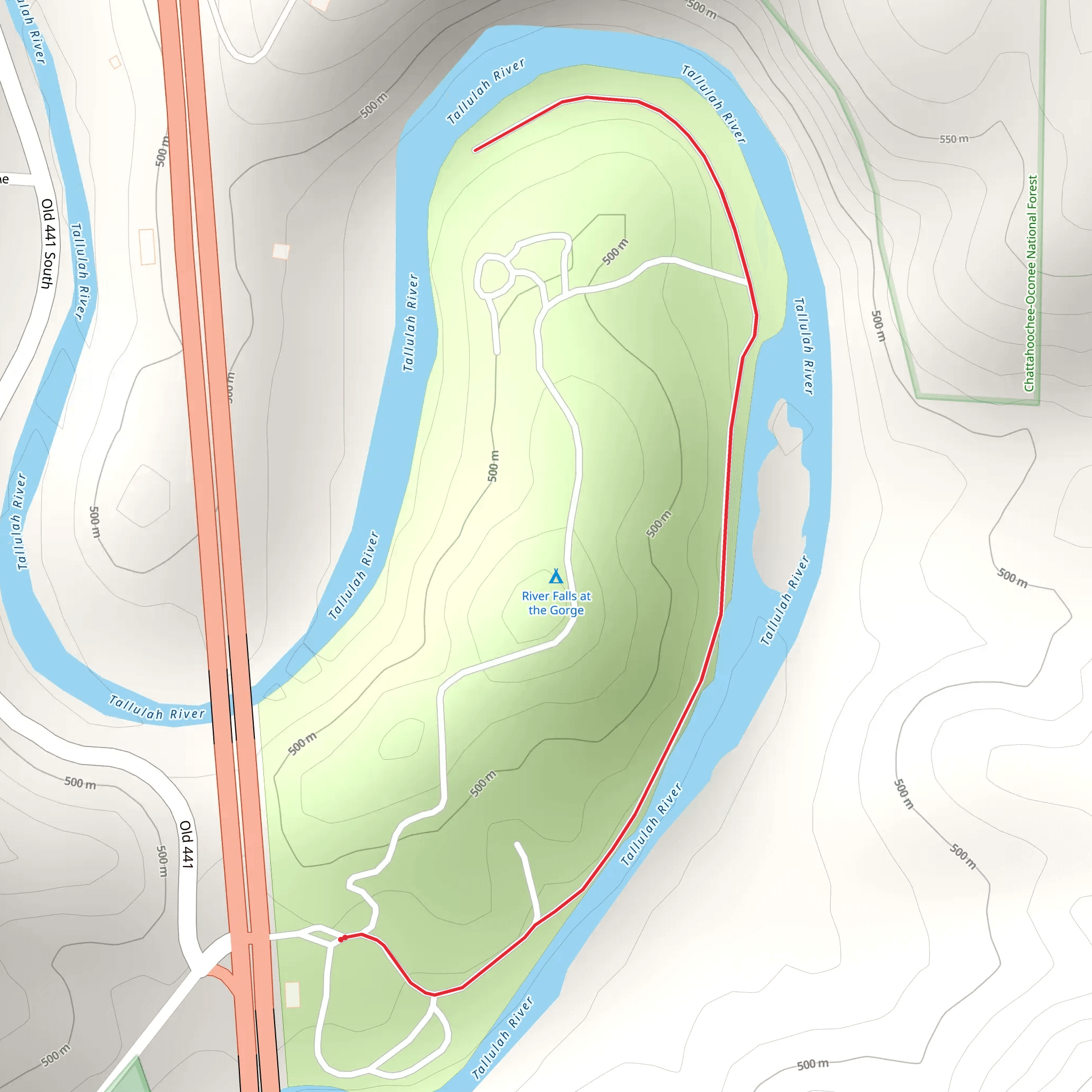 Tallulah River Out and Back mobile static map