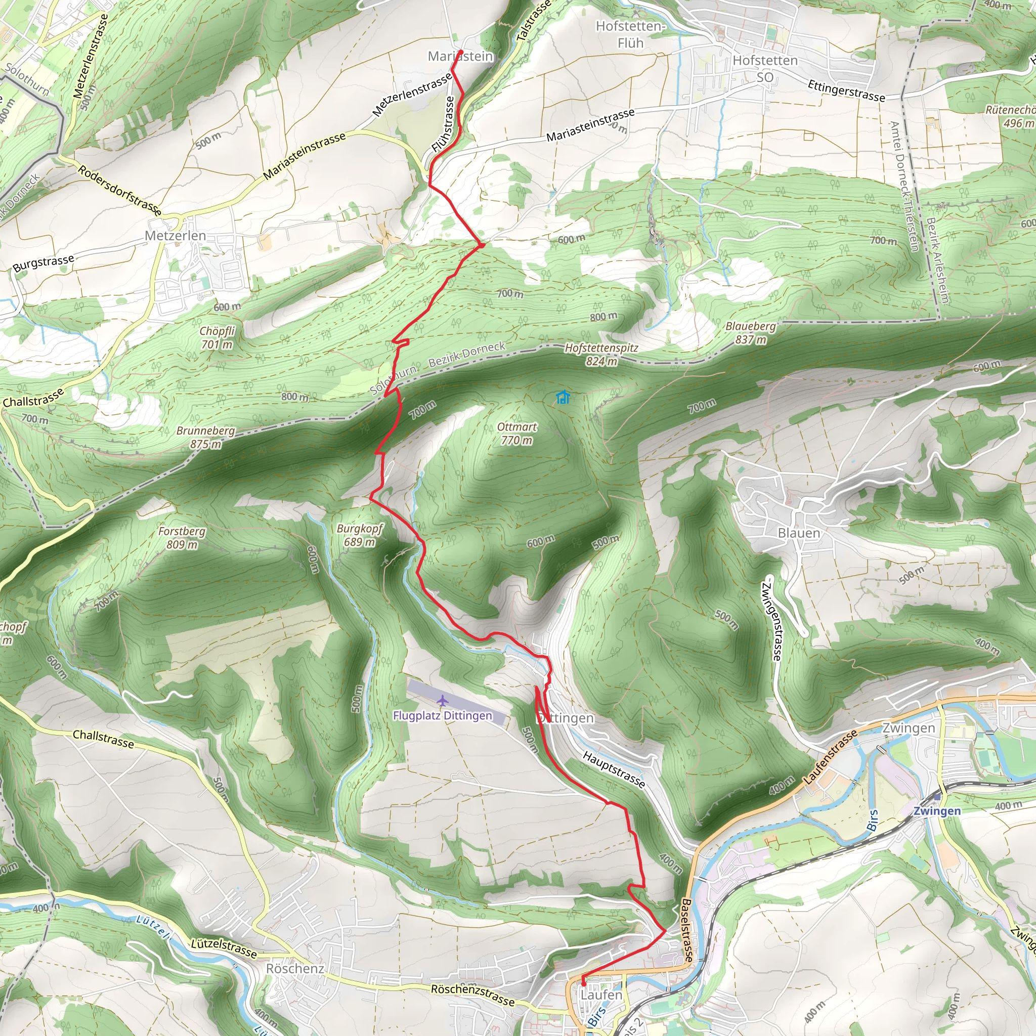 Benedictine Monastery to Laufen mobile static map