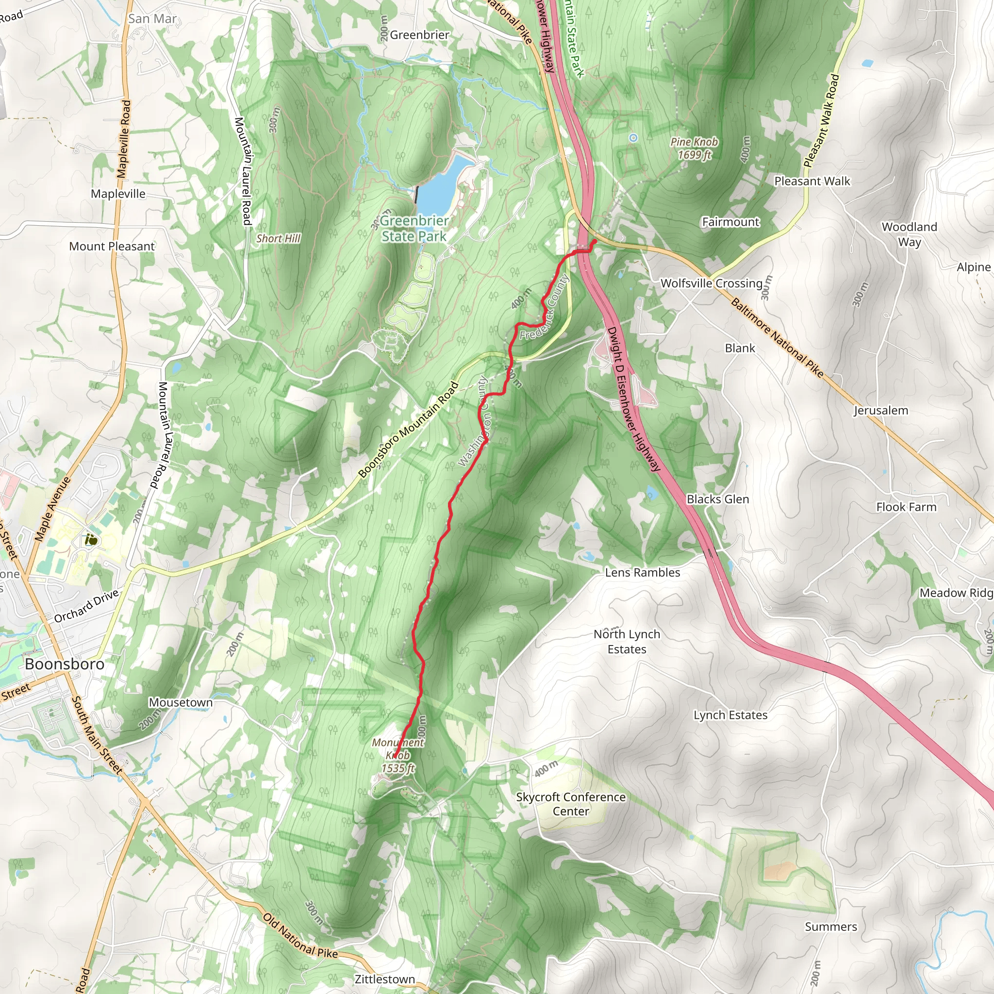 Monument Knob via Appalachian National Scenic Trail mobile static map