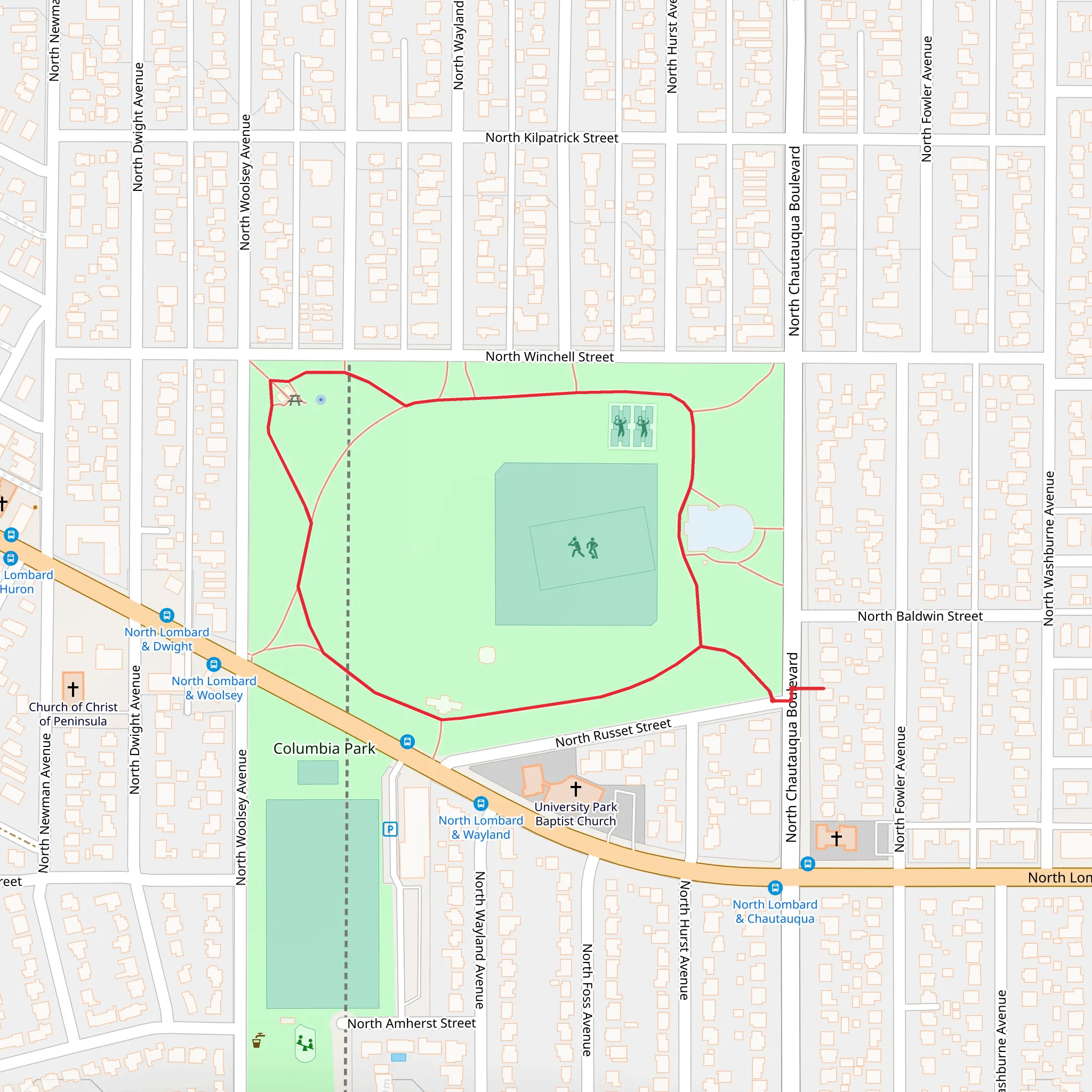 Columbia Park Loop mobile static map