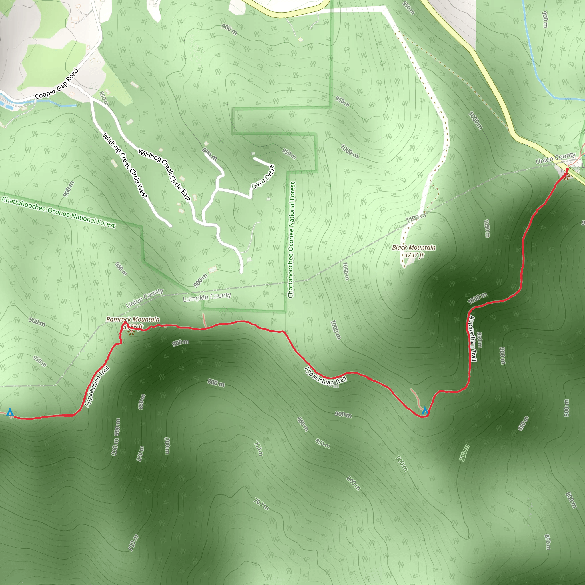 Ramrock Mountain via Appalachian Trail mobile static map