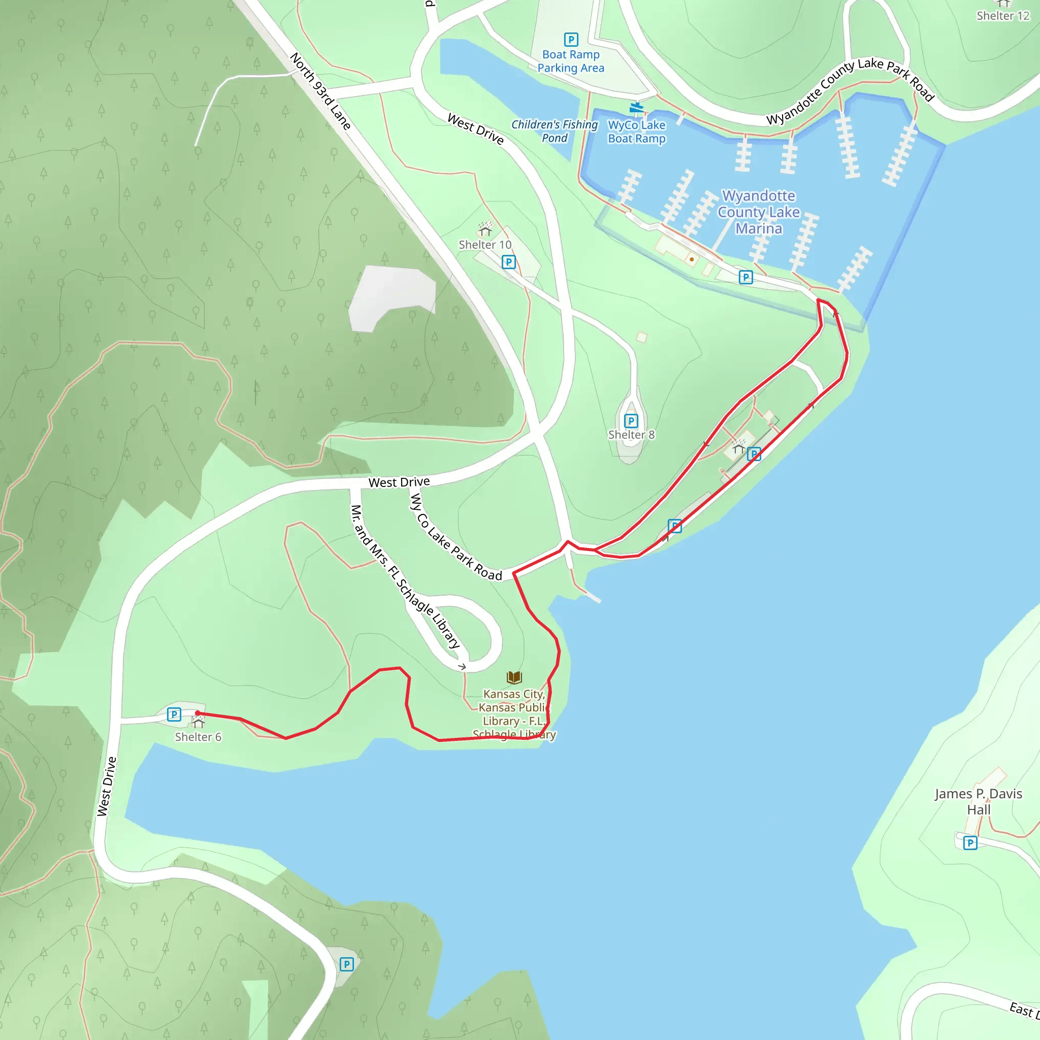 Wyandotte County Lake Walk mobile static map