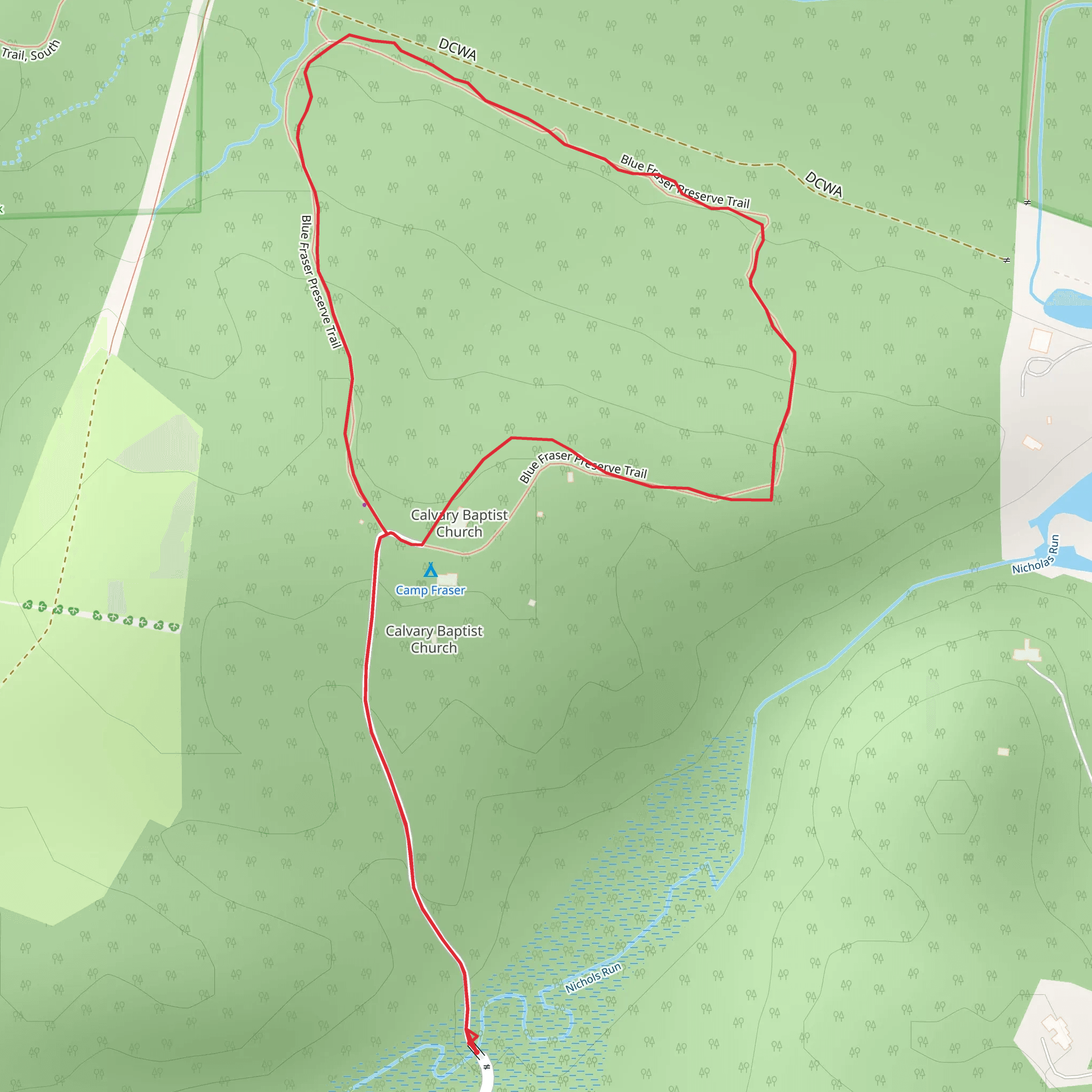 Blue Fraser Preserve Loop Trail mobile static map