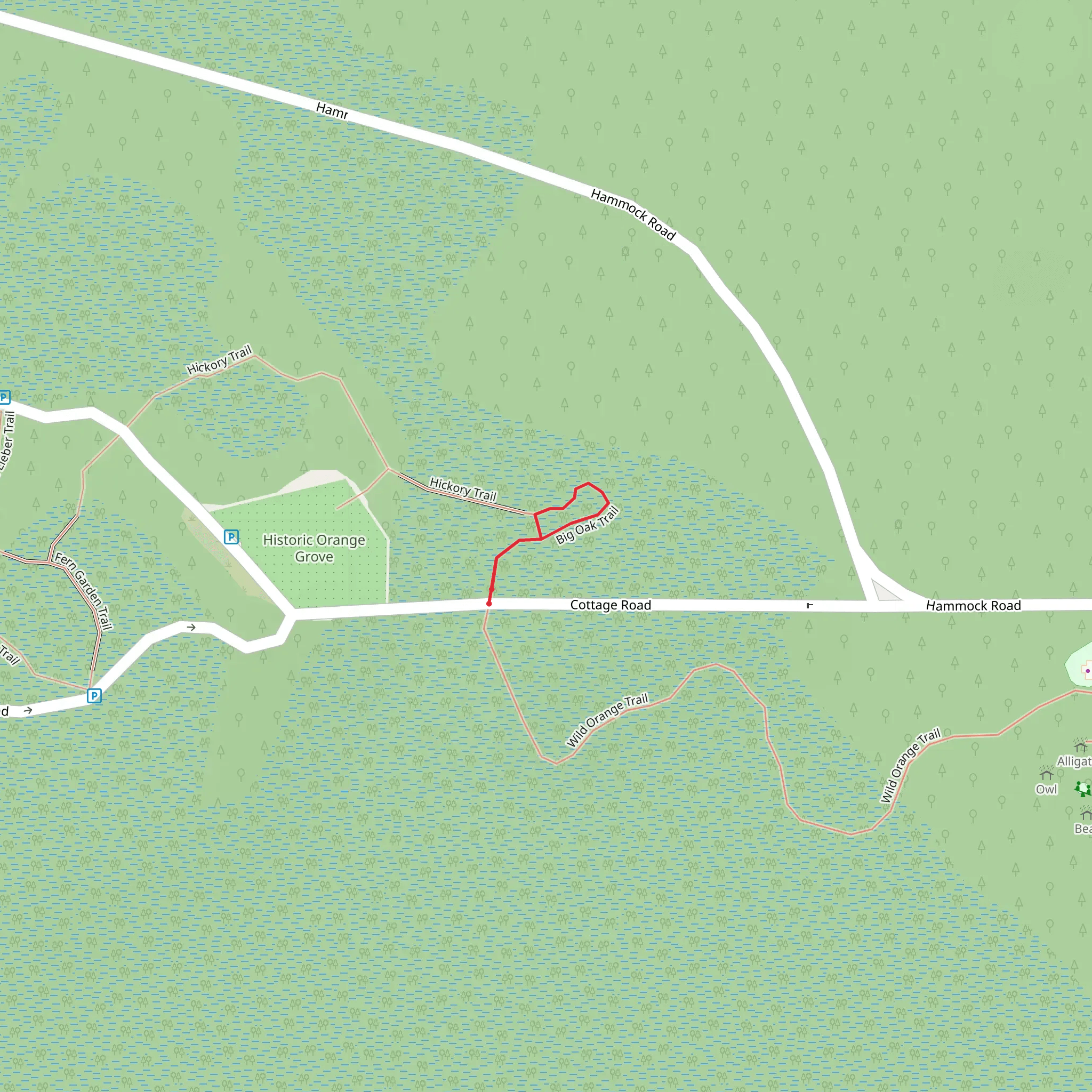 Hickory and Big Oak Trail mobile static map